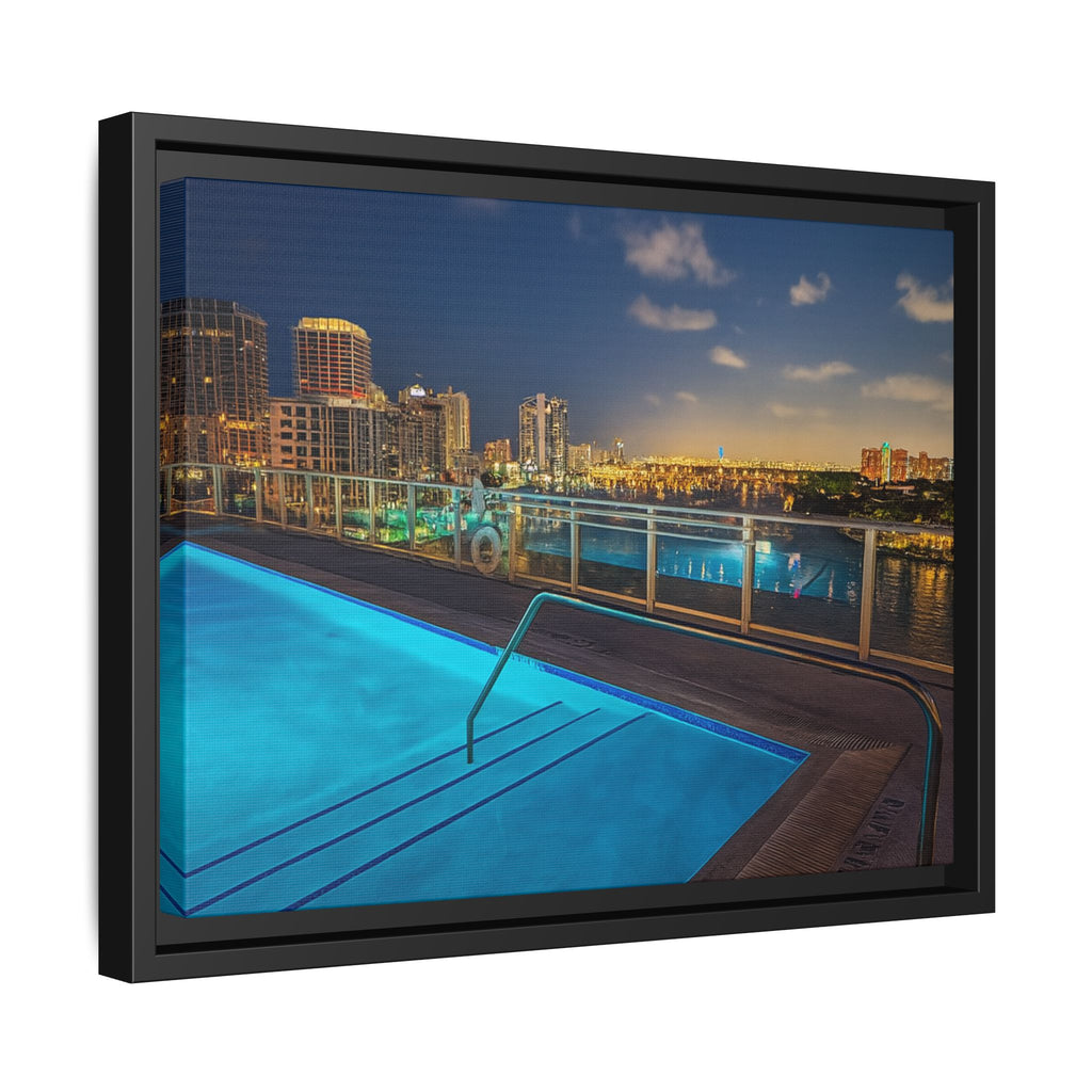 "Skyline Reflections" – Framed Canvas Print