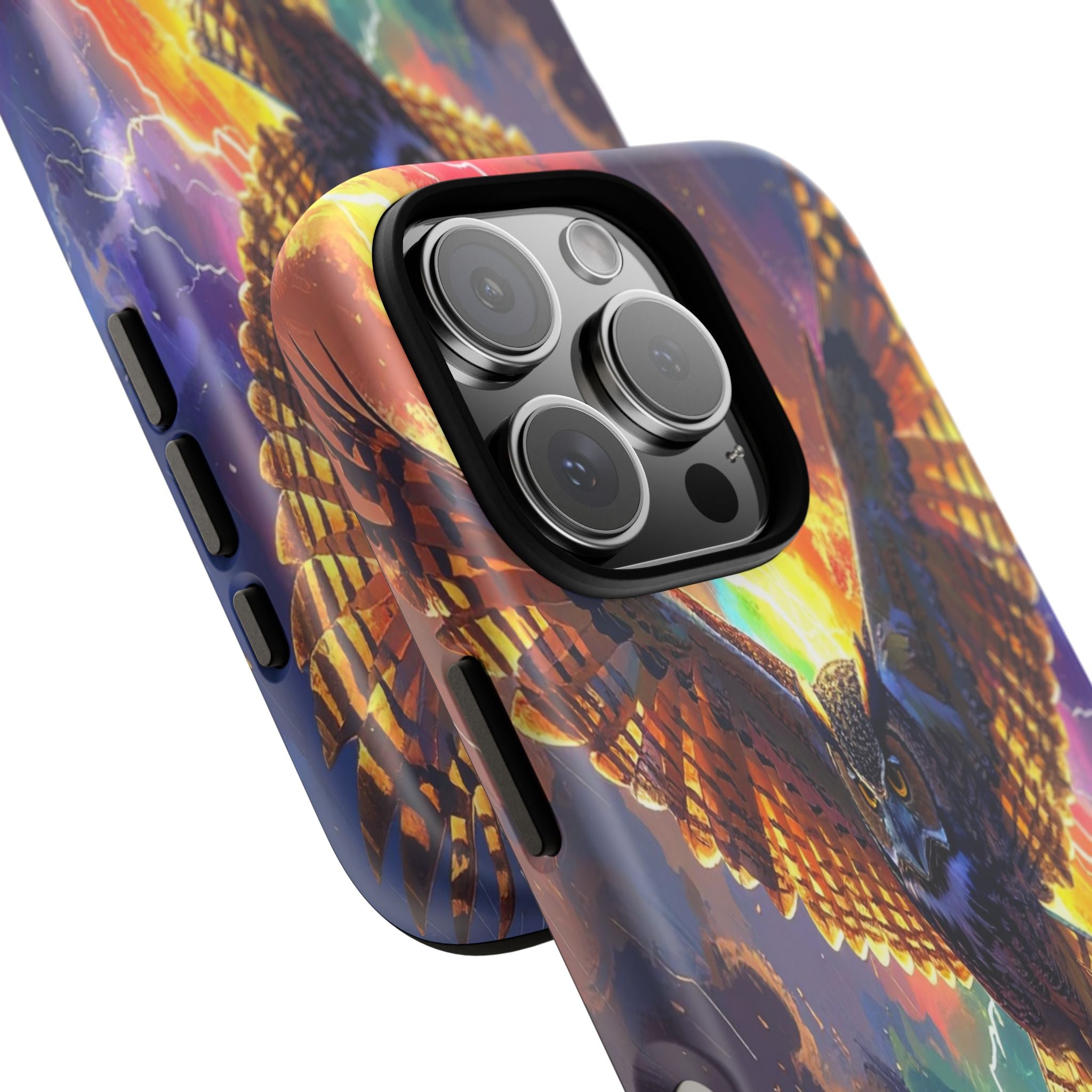 Thunderwing: Ethereal Owl in Electric Storm, Digital Fantasy Artwork - L’Art Suprême Phone Case