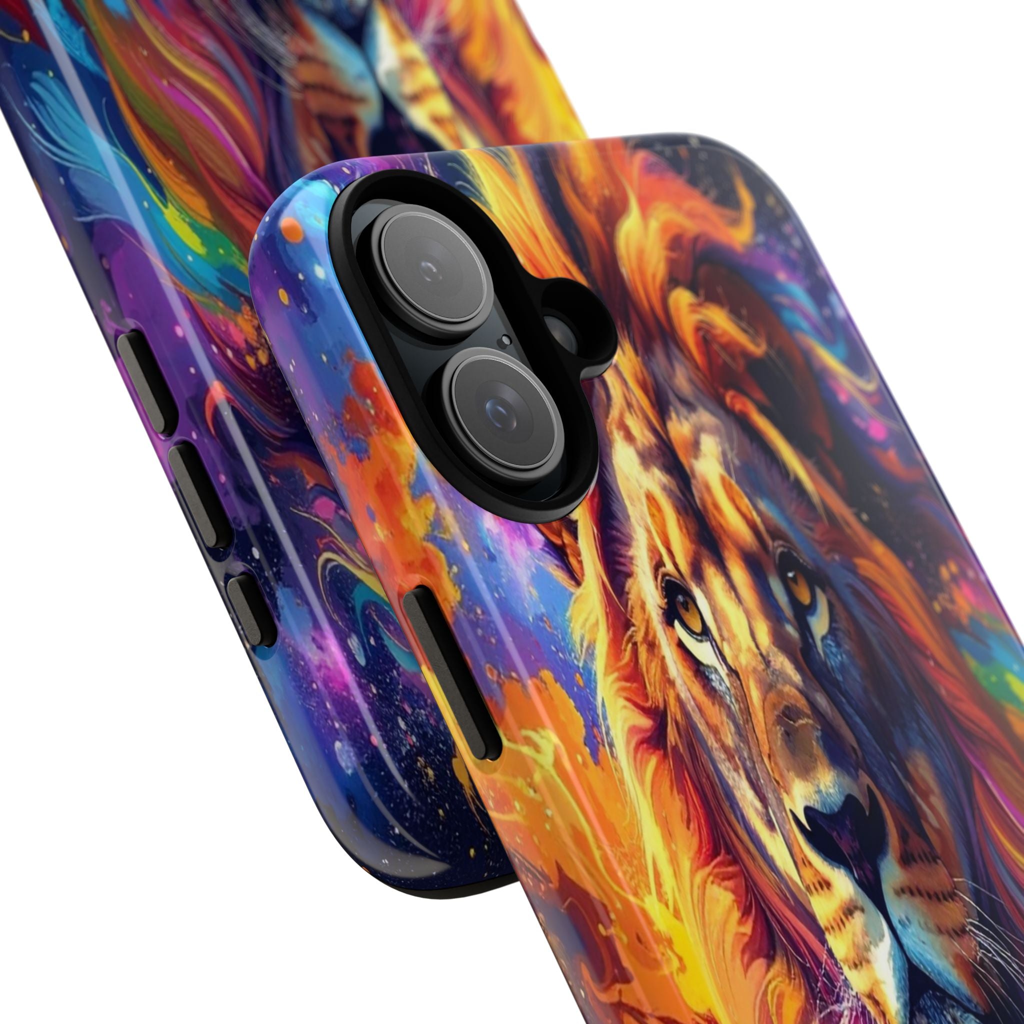 Cosmic Mane: Celestial Lion Portrait, Psychedelic Wildlife Art - L’Art Suprême Phone Case