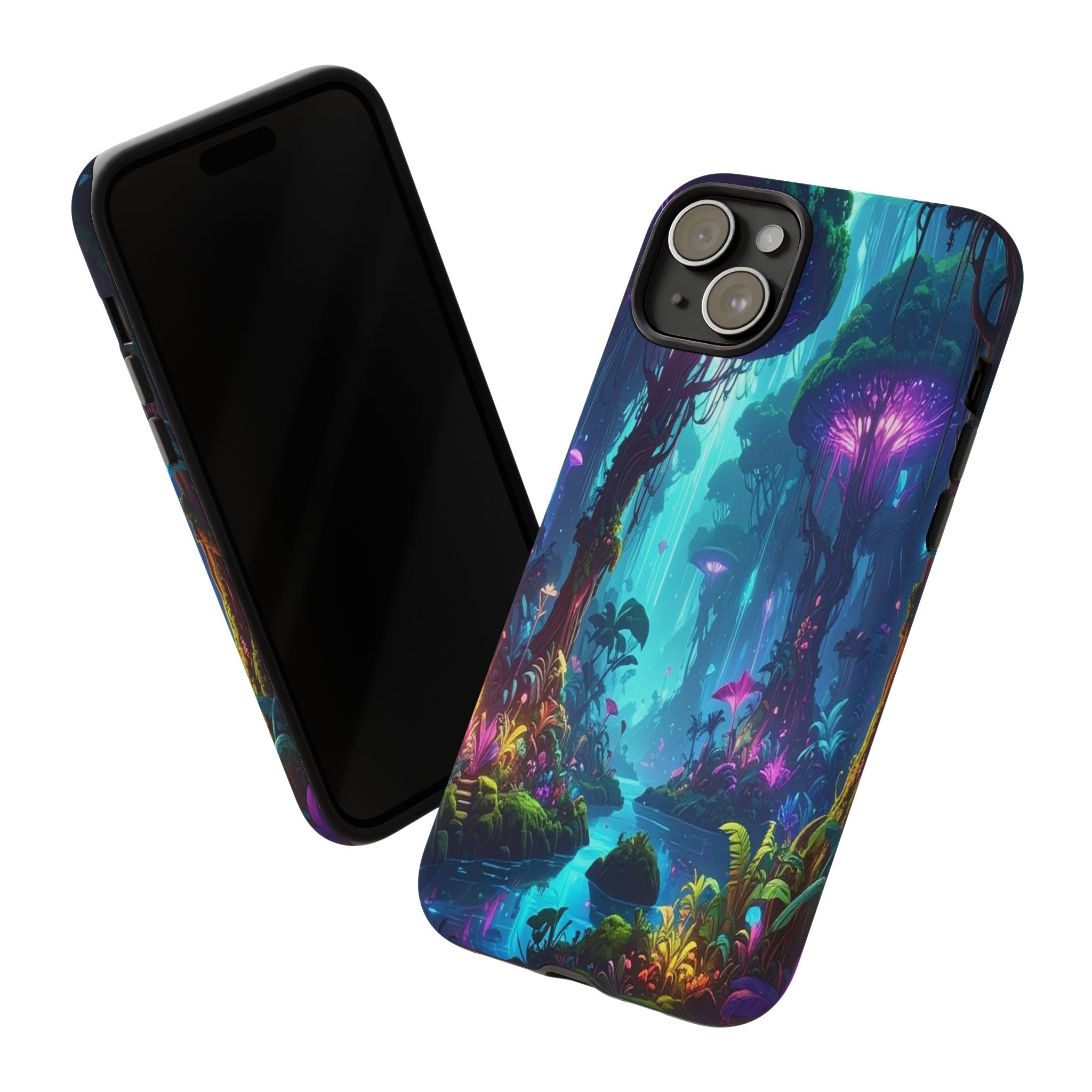 Bioluminescent Dreamscape: Ethereal Forest Fantasy, Digital Luminescence Illustration - L’Art Suprême Phone Case
