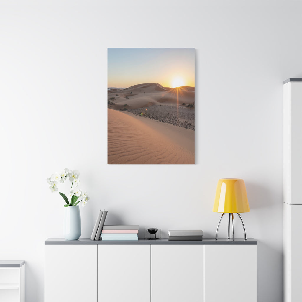Daybreak in the Desert: Golden Sands at Sunrise, Arid Landscape Panorama - L’Art Suprême Canvas