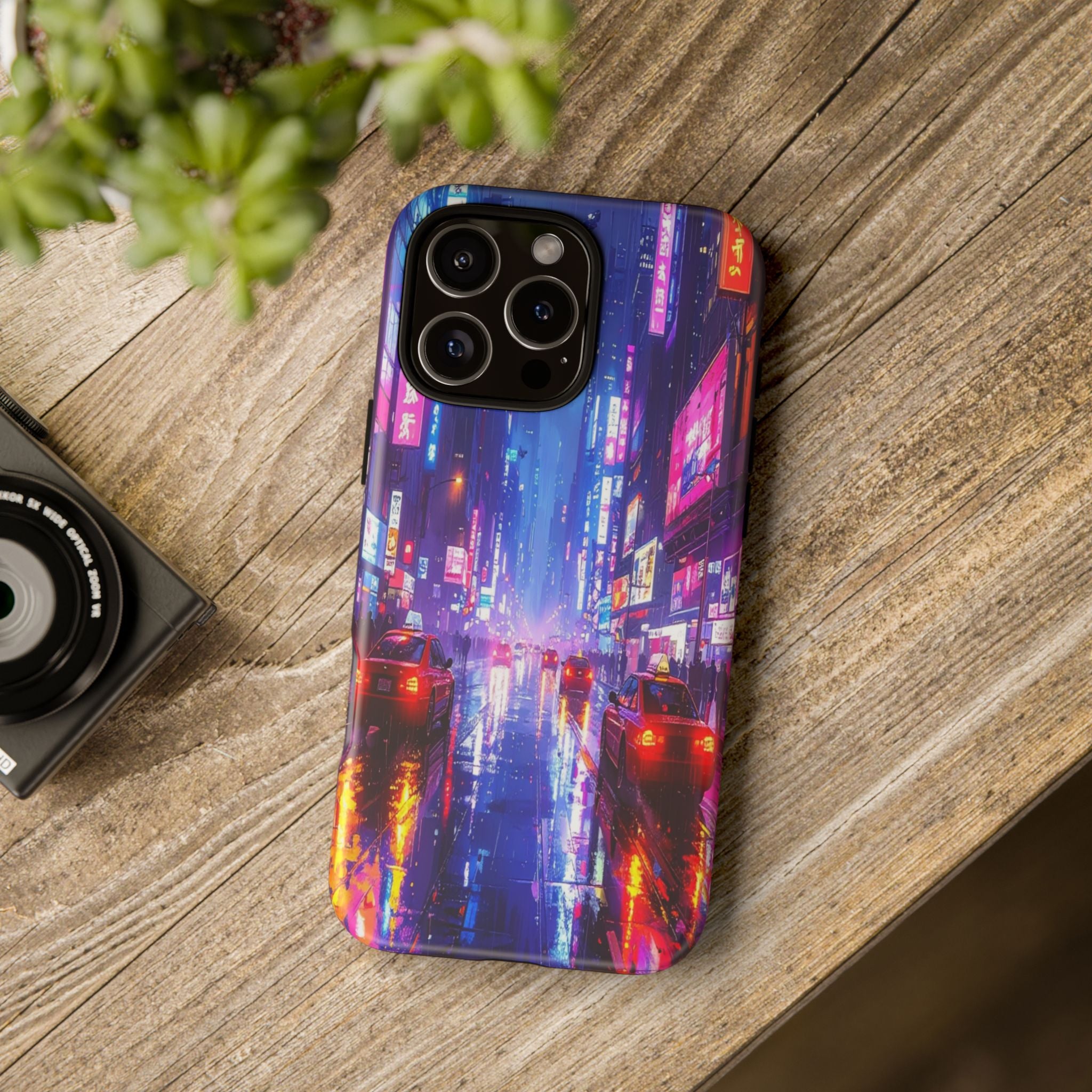 Neon Dystopia: Cyberpunk Metropolis, Urban Night Reflections - L’Art Suprême Phone Case