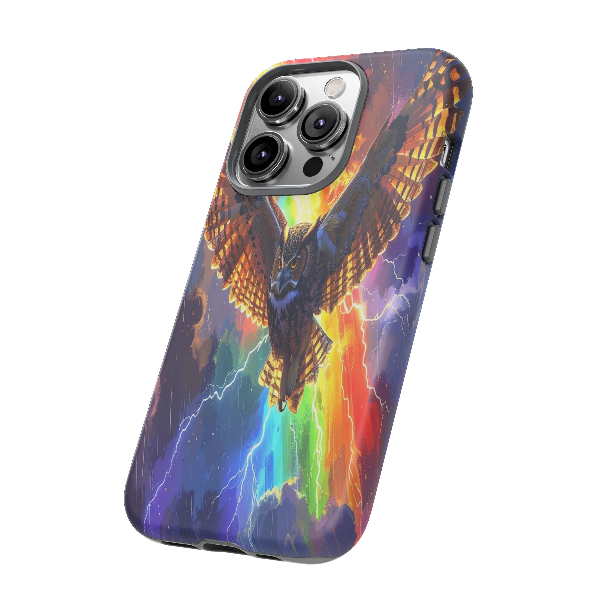 Thunderwing: Ethereal Owl in Electric Storm, Digital Fantasy Artwork - L’Art Suprême Phone Case