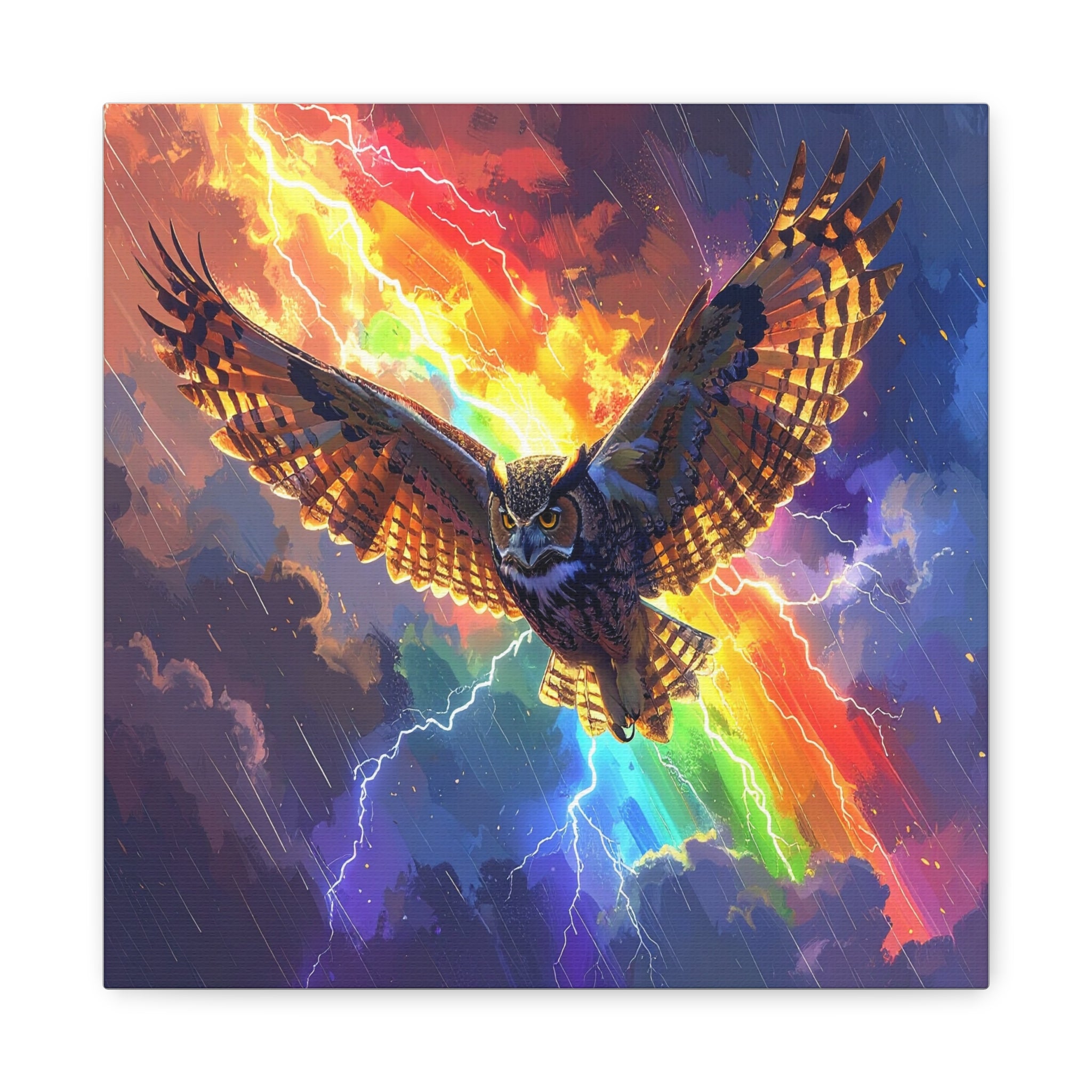 Thunder Spirit: Elemental Owl Ascension, Digital Fantasy Artwork - L’Art Suprême Canvas
