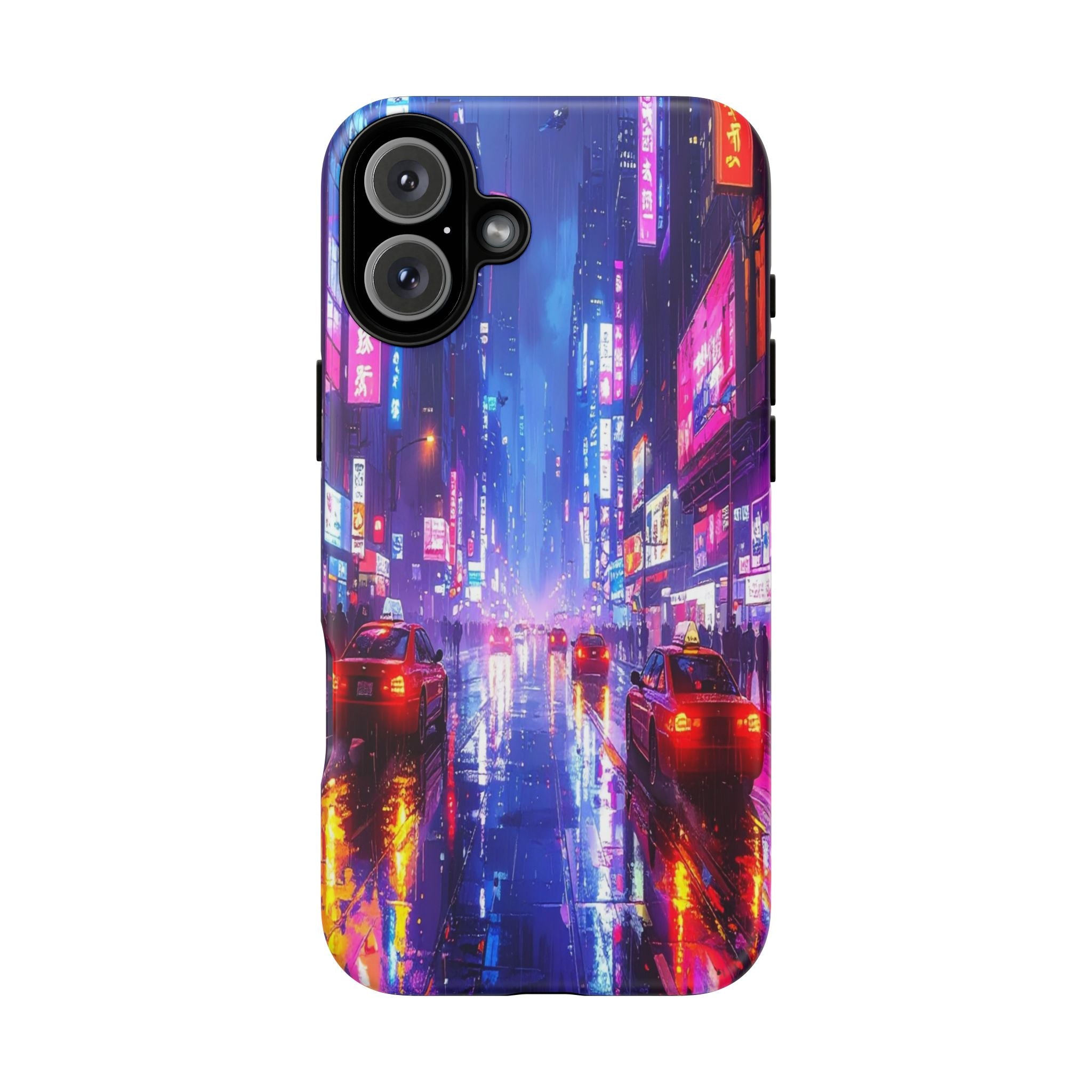 Neon Dystopia: Cyberpunk Metropolis, Urban Night Reflections - L’Art Suprême Phone Case