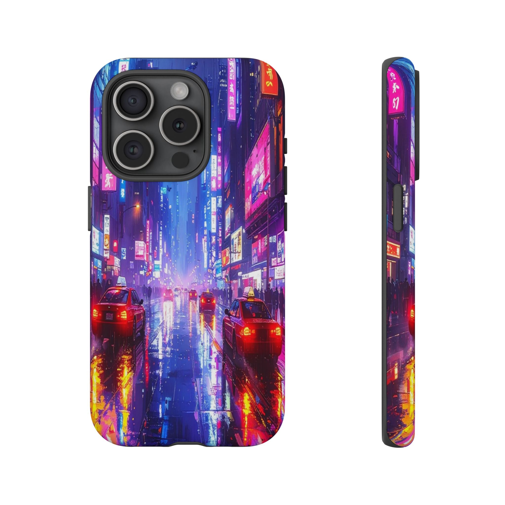 Neon Dystopia: Cyberpunk Metropolis, Urban Night Reflections - L’Art Suprême Phone Case
