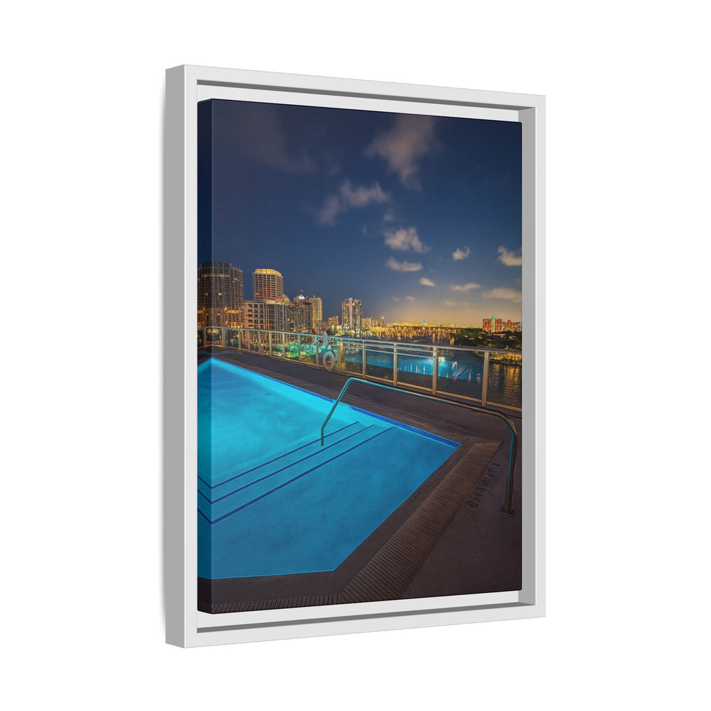 "Skyline Reflections" – Framed Canvas Print