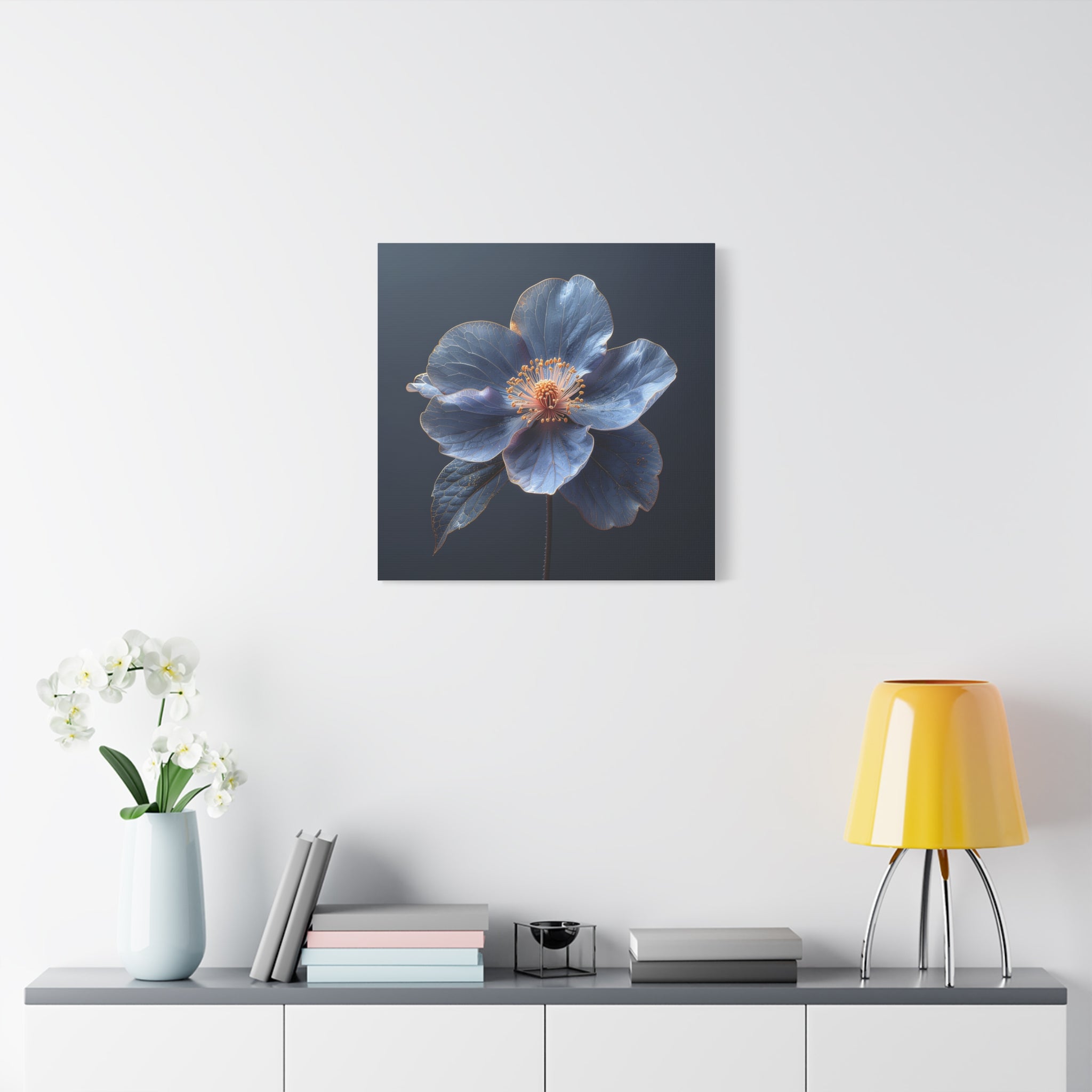 Ethereal Blue: Macro Botanical Photography, Delicate Floral Veins - L’Art Suprême Canvas