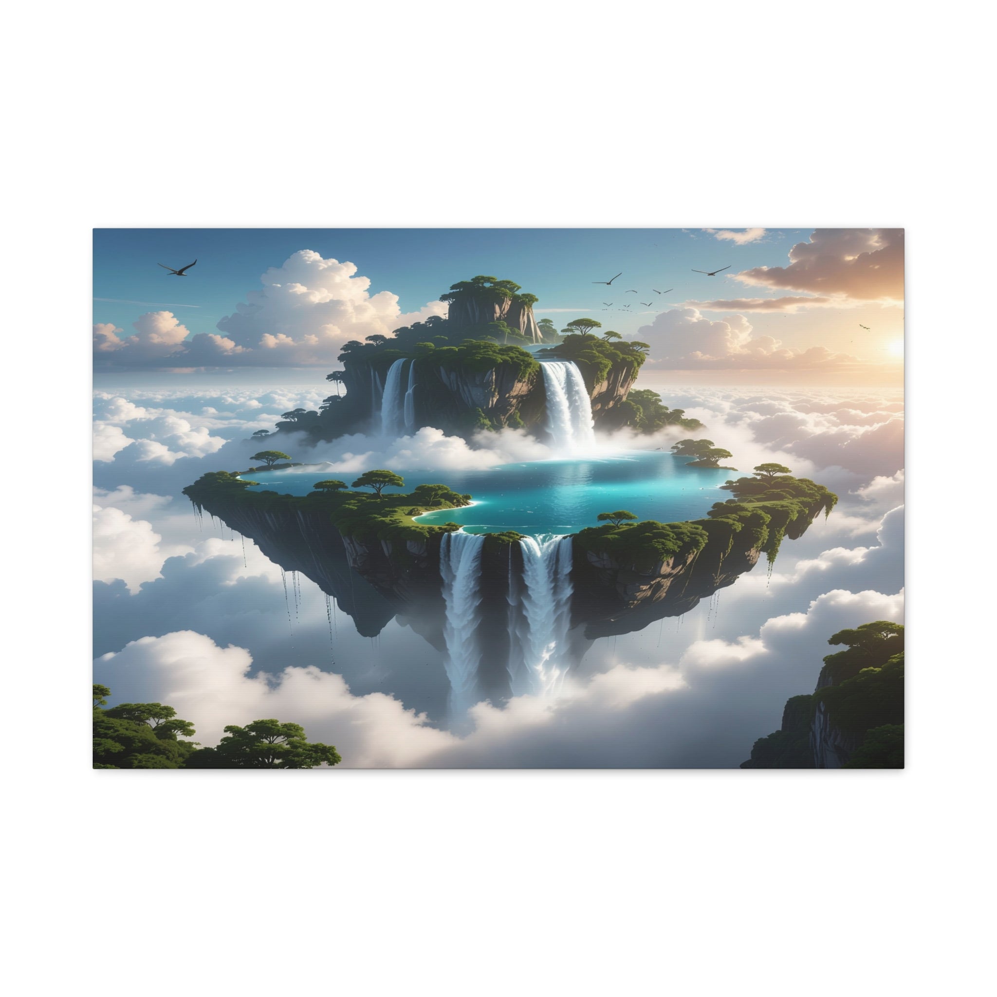 Celestial Archipelago: Floating Worlds of Mist and Stone, Digital Fantasy Landscape - L’Art Suprême Canvas