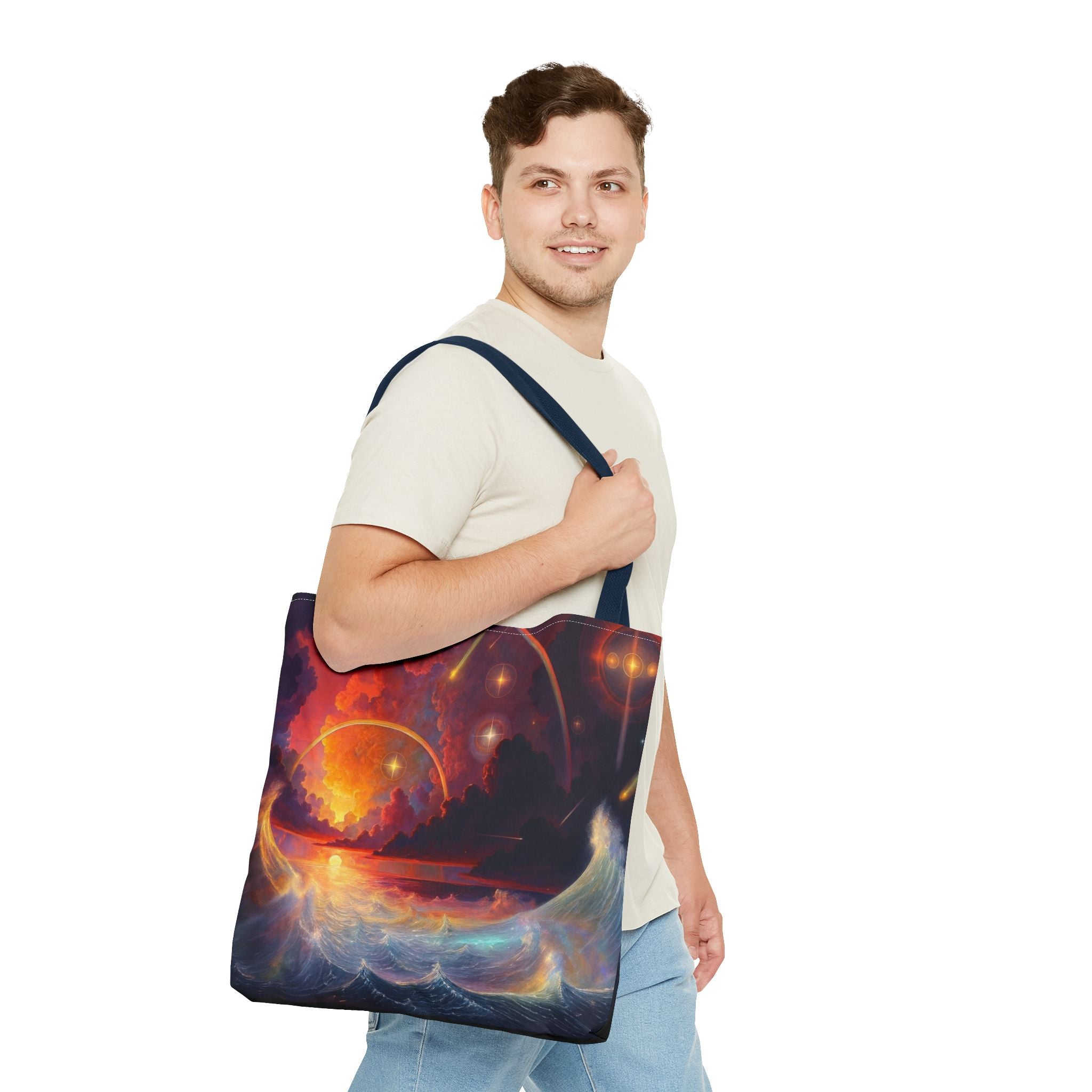 “Celestial Tides” – Cosmic Chaos x Ocean Calm Tote