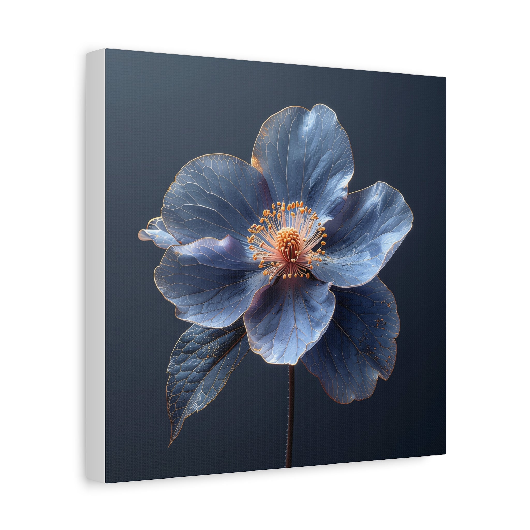 Ethereal Blue: Macro Botanical Photography, Delicate Floral Veins - L’Art Suprême Canvas