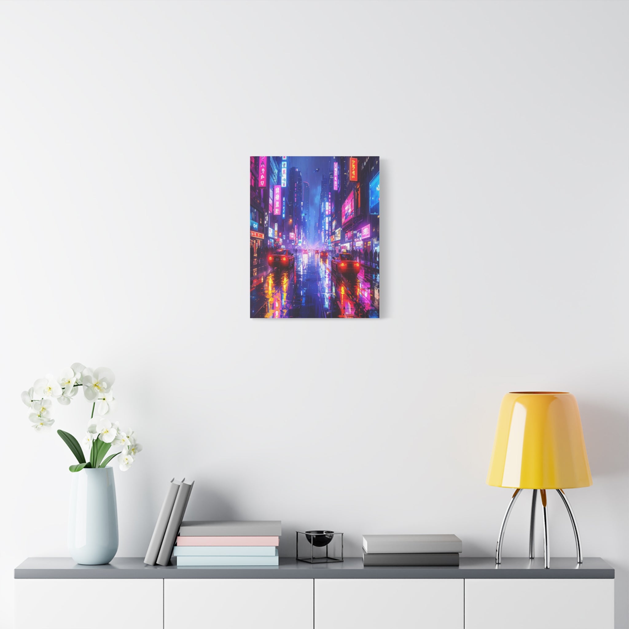 Neon Dystopia: Cyberpunk Metropolis, Urban Night Reflections - L’Art Suprême Canvas