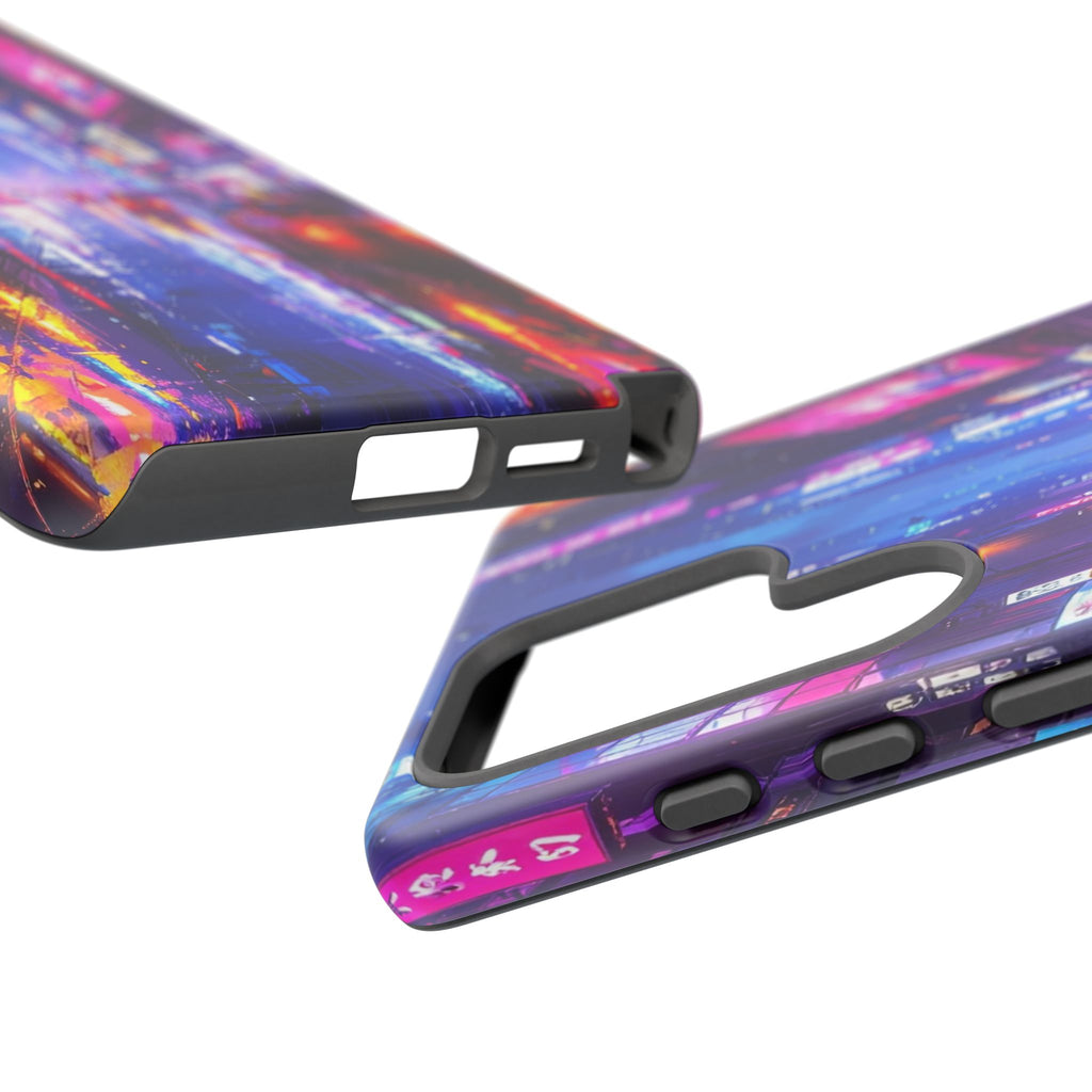 Neon Dystopia: Cyberpunk Metropolis, Urban Night Reflections - L’Art Suprême Phone Case