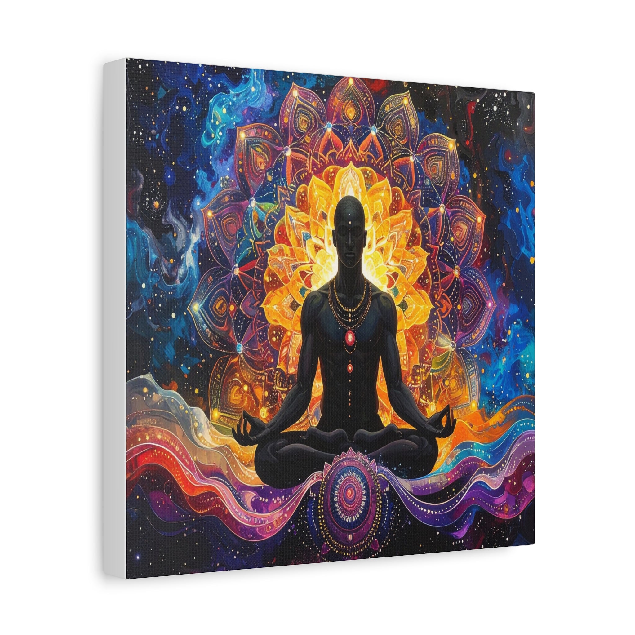 Cosmic Meditation: Spiritual Awakening through Mandala Art, Transcendent Chakra Visualization - L’Art Suprême Canvas