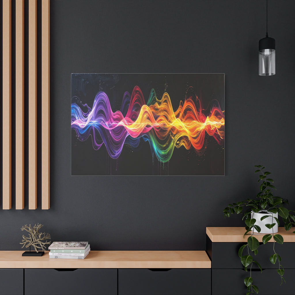 Sonic Spectrum: Digital Sound Wave Visualization, Color Gradient Artwork - L’Art Suprême Canvas
