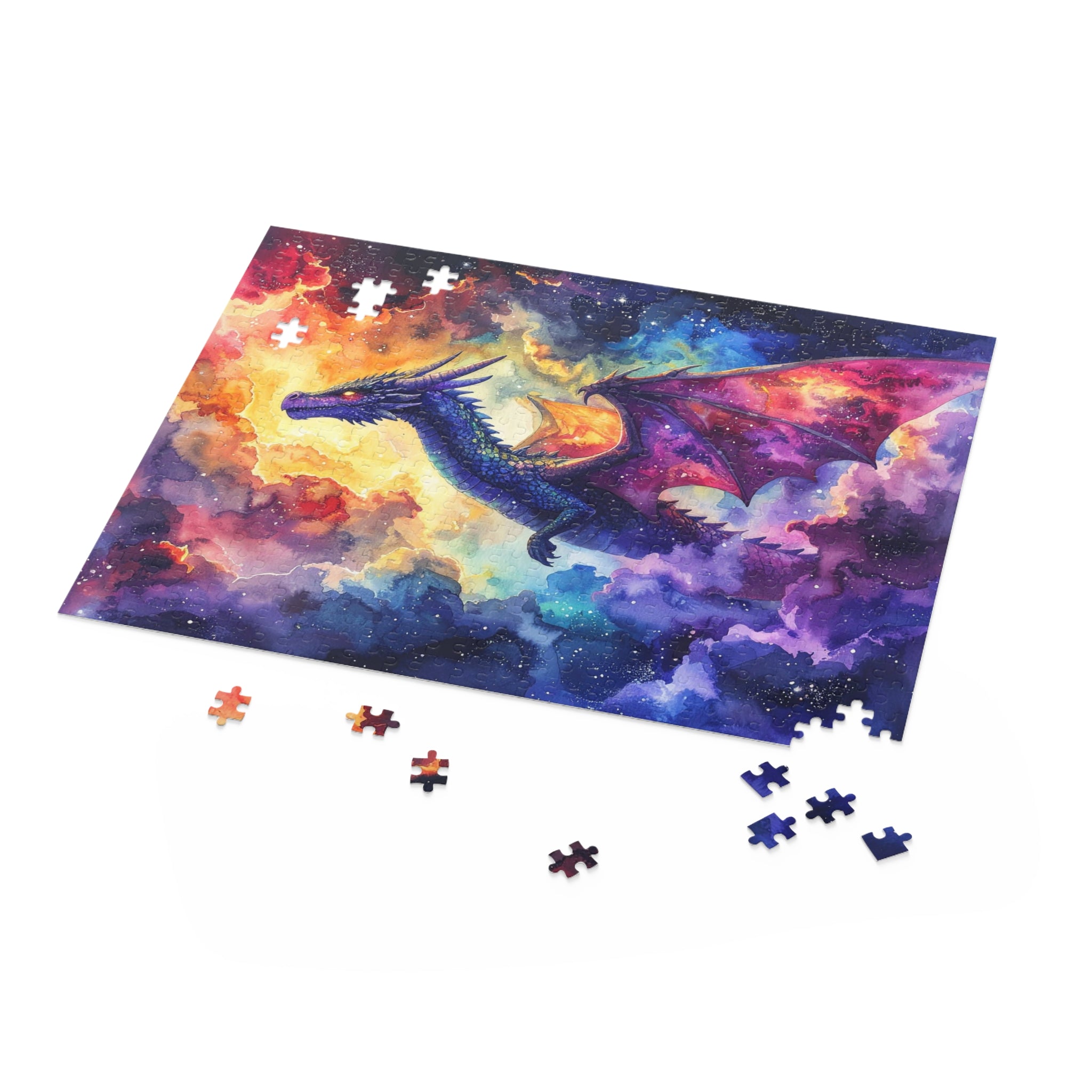 Celestial Dragon Dance: Cosmic Watercolor Fantasy, Nebular Realm Exploration -  L'Art Puzzle