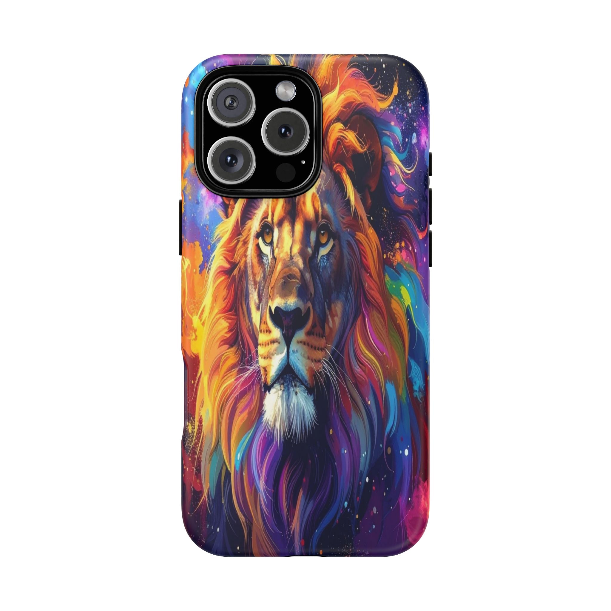 Cosmic Mane: Celestial Lion Portrait, Psychedelic Wildlife Art - L’Art Suprême Phone Case