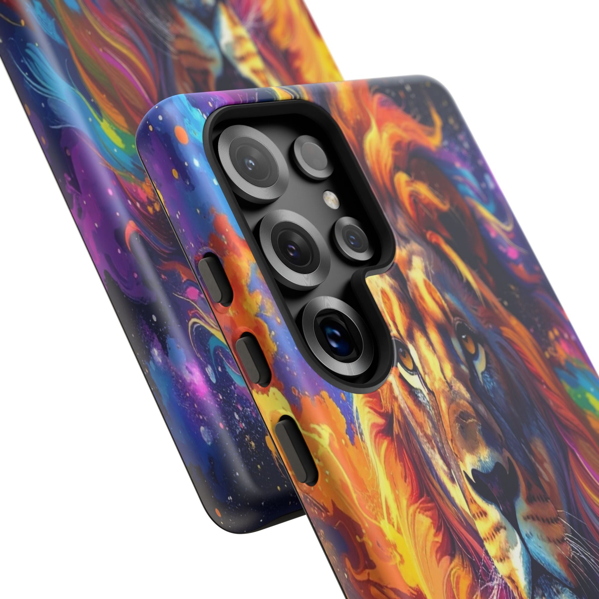 Cosmic Mane: Celestial Lion Portrait, Psychedelic Wildlife Art - L’Art Suprême Phone Case