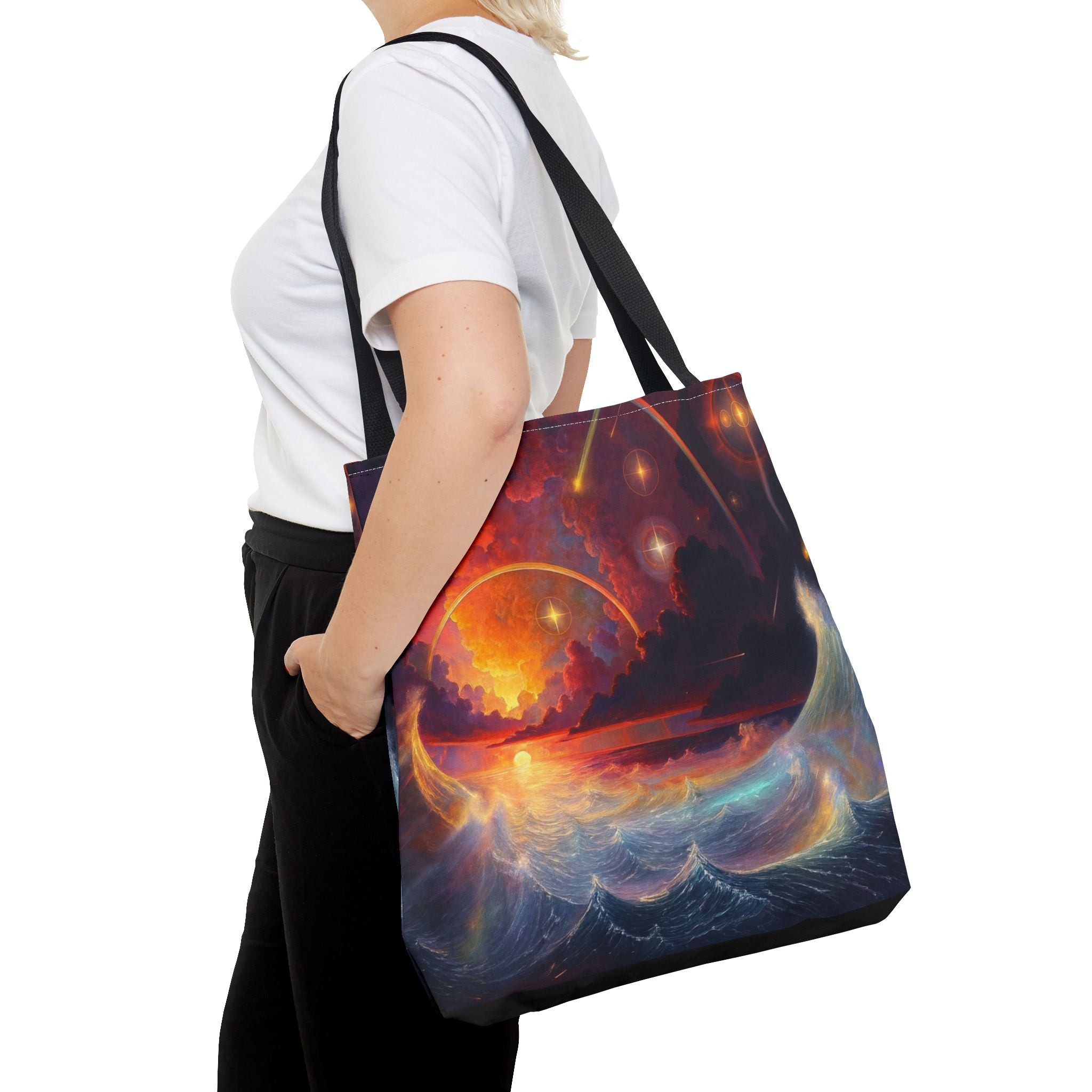“Celestial Tides” – Cosmic Chaos x Ocean Calm Tote