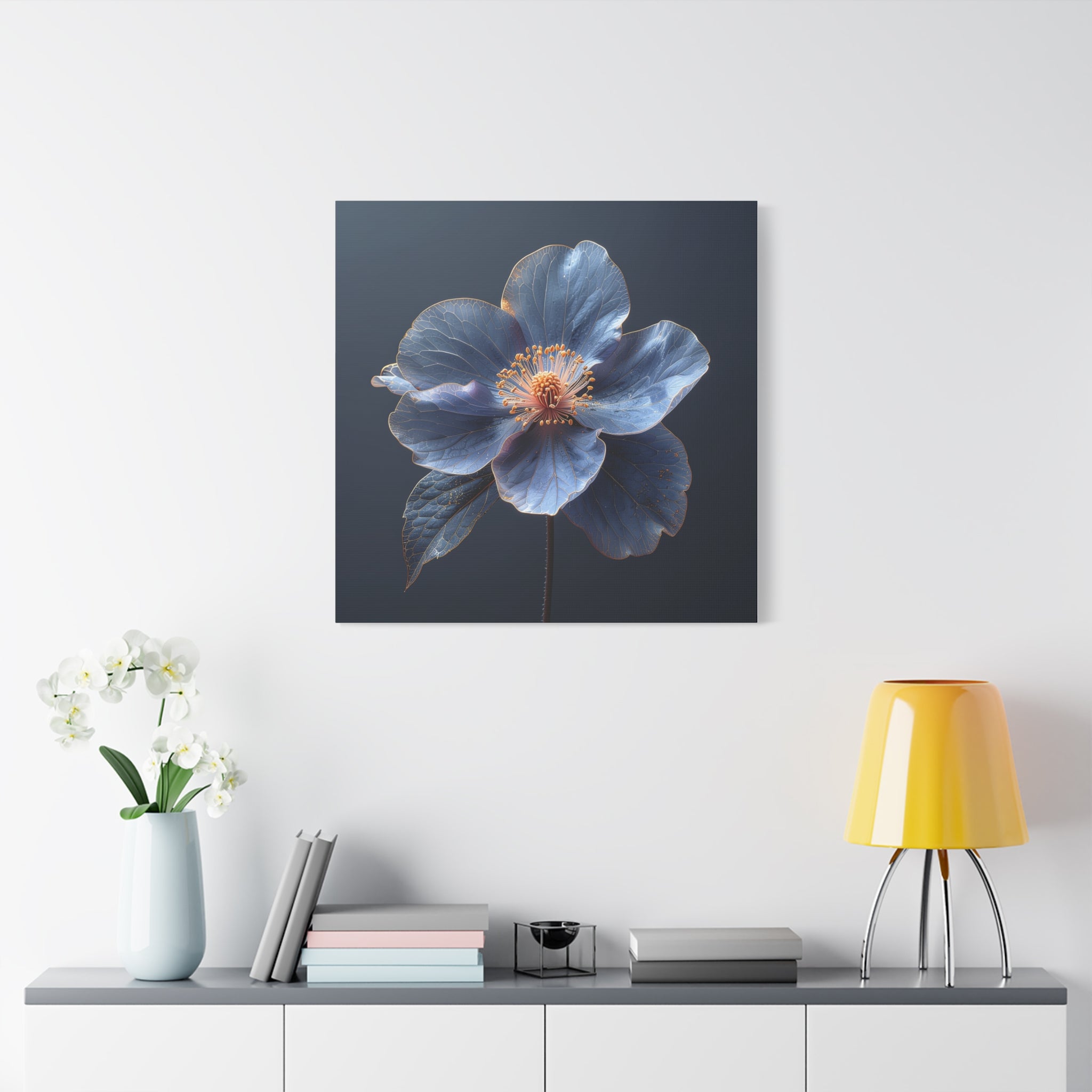 Ethereal Blue: Macro Botanical Photography, Delicate Floral Veins - L’Art Suprême Canvas