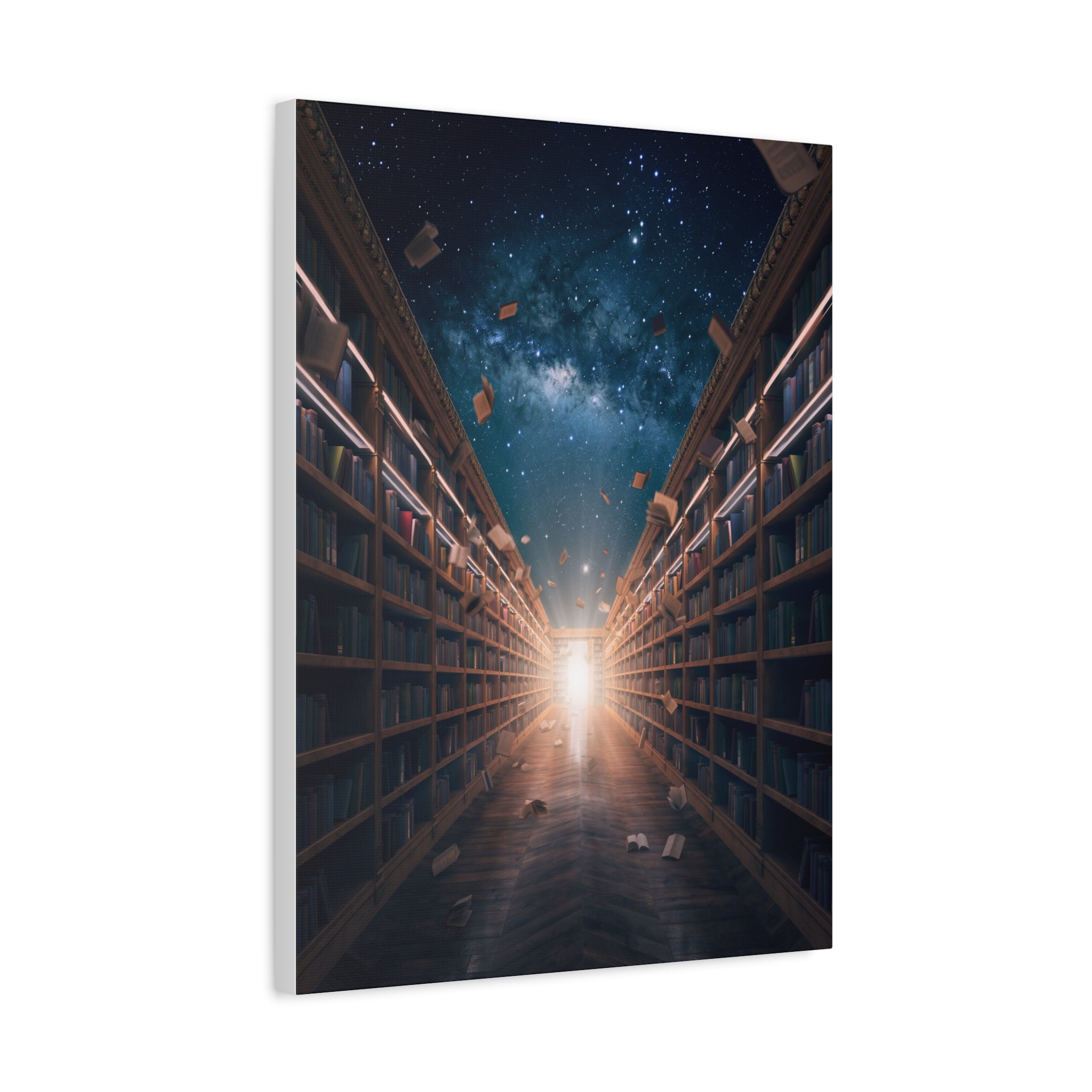 Celestial Library of Infinite Knowledge: Dreamscape Corridor, Cosmic Bibliophile's Journey - L’Art Suprême Canvas
