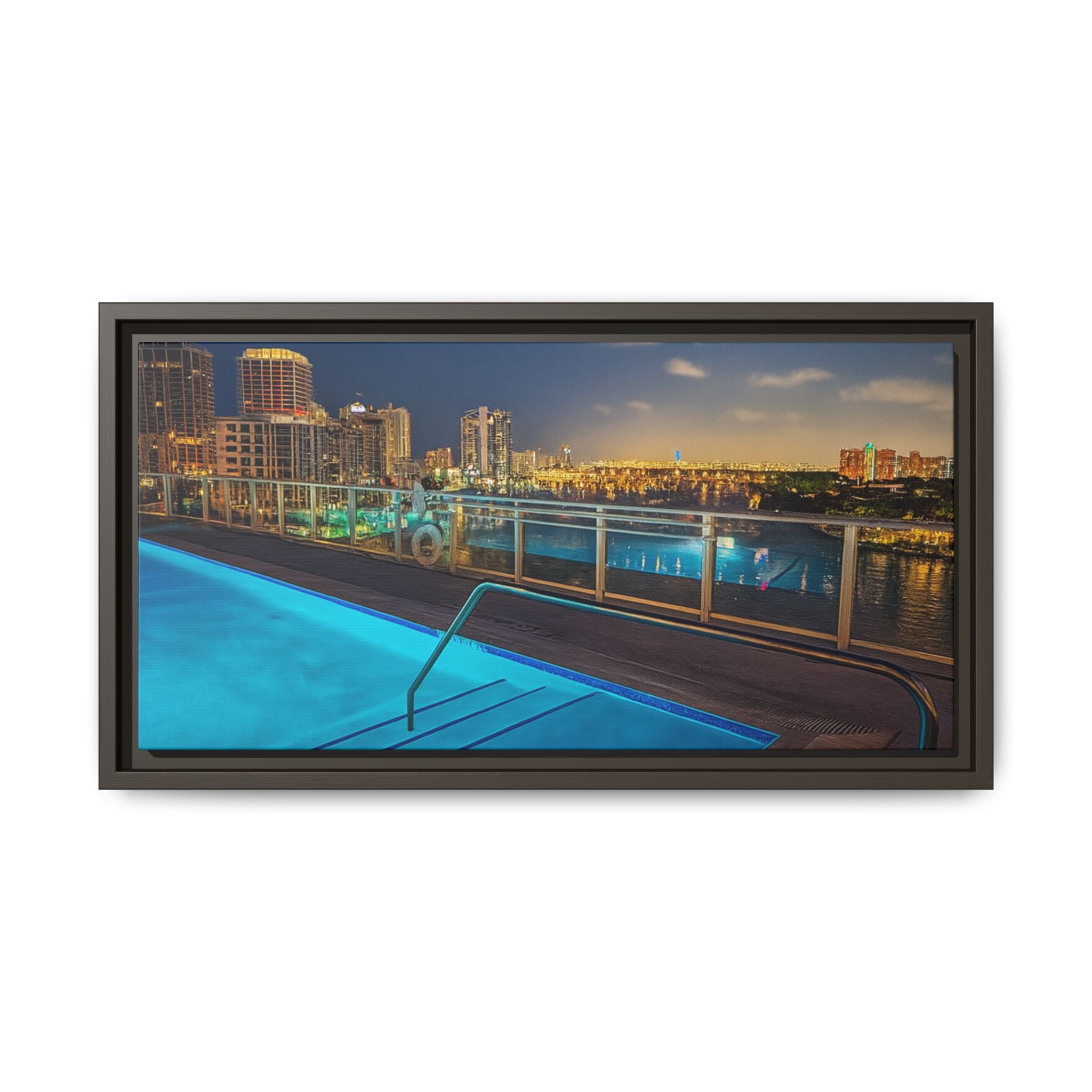 "Skyline Reflections" – Framed Canvas Print