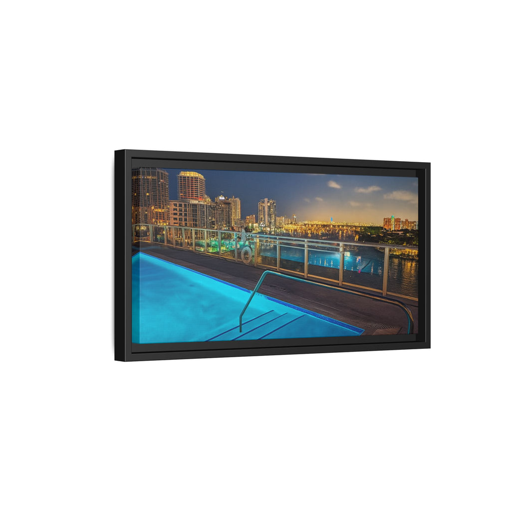 "Skyline Reflections" – Framed Canvas Print