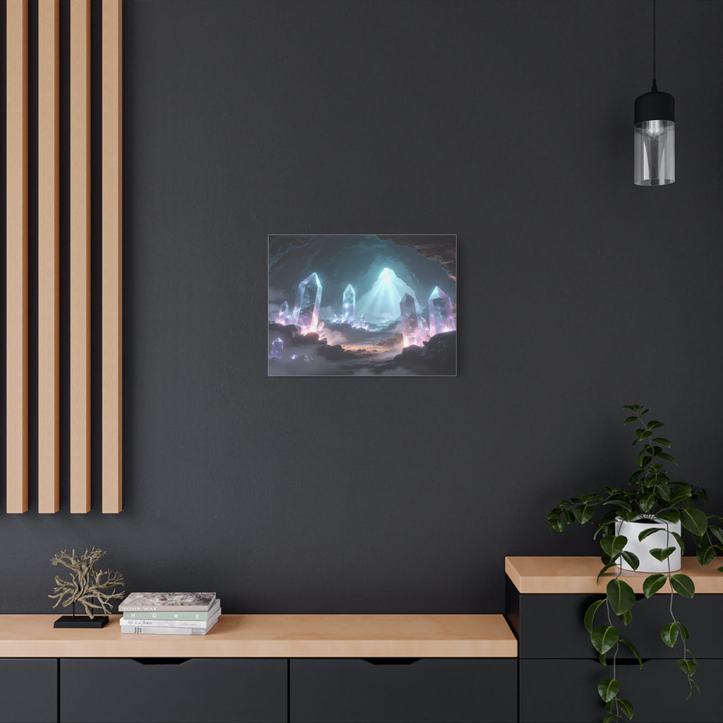 Crystal Reverie: Luminous Cavern Dreamscape, Ethereal Digital Fantasy Art - L’Art Suprême Canvas