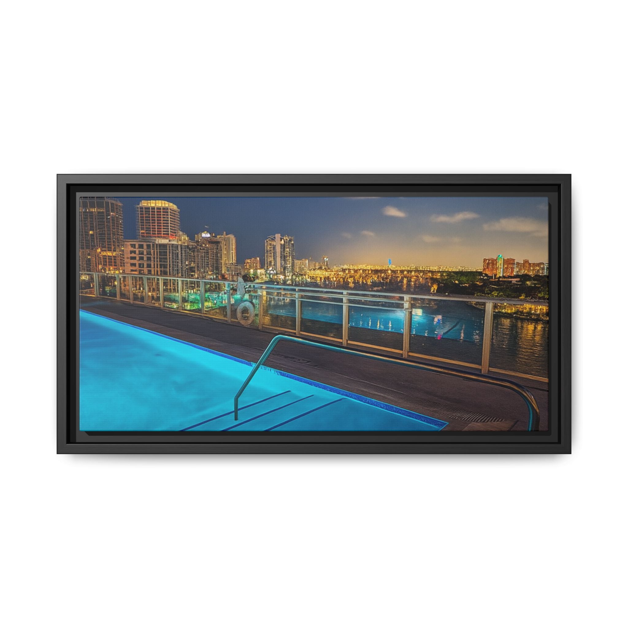 "Skyline Reflections" – Framed Canvas Print
