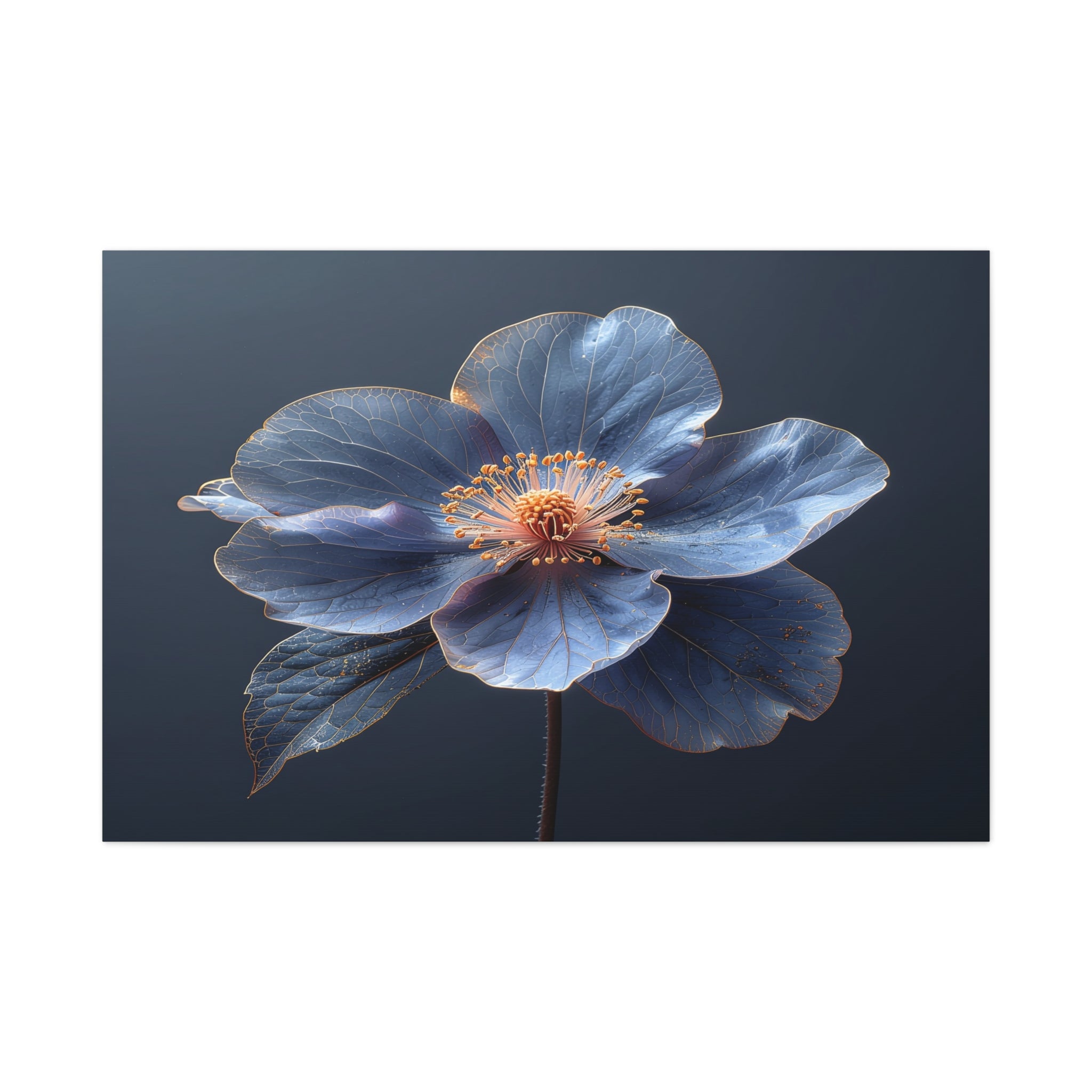 Ethereal Blue: Macro Botanical Photography, Delicate Floral Veins - L’Art Suprême Canvas