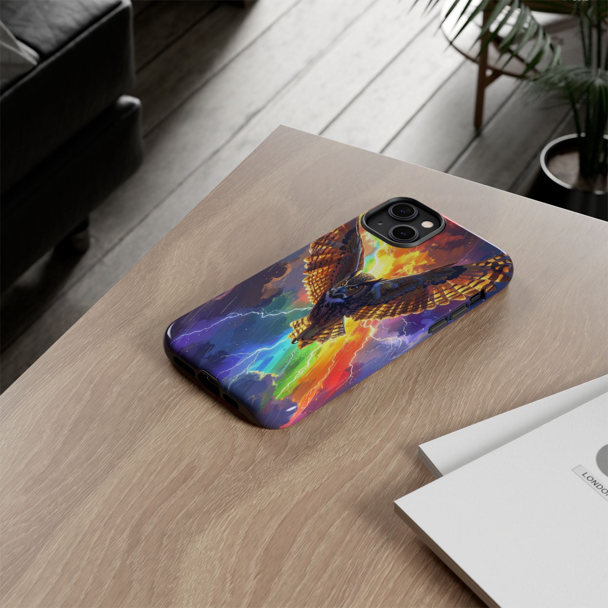 Thunderwing: Ethereal Owl in Electric Storm, Digital Fantasy Artwork - L’Art Suprême Phone Case