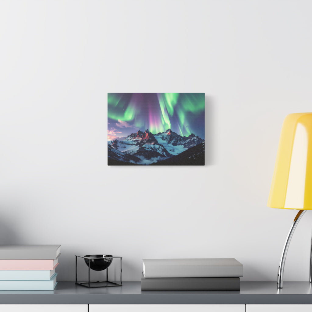 Celestial Symphony: Northern Lights Panorama, Alpine Aurora Wilderness - L’Art Suprême Canvas