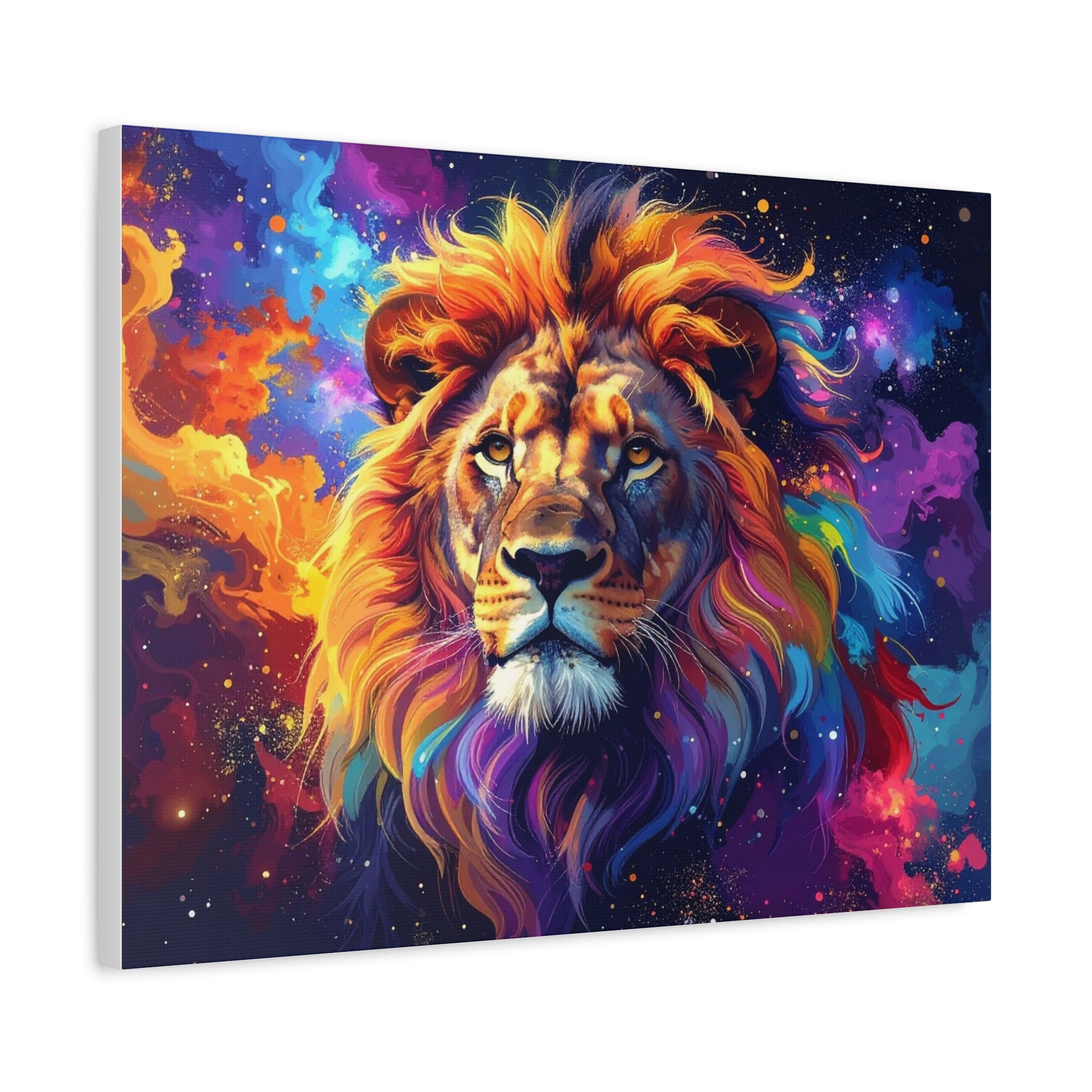 Cosmic Mane: Celestial Lion Portrait, Digital Cosmic Artwork - L’Art Suprême Canvas