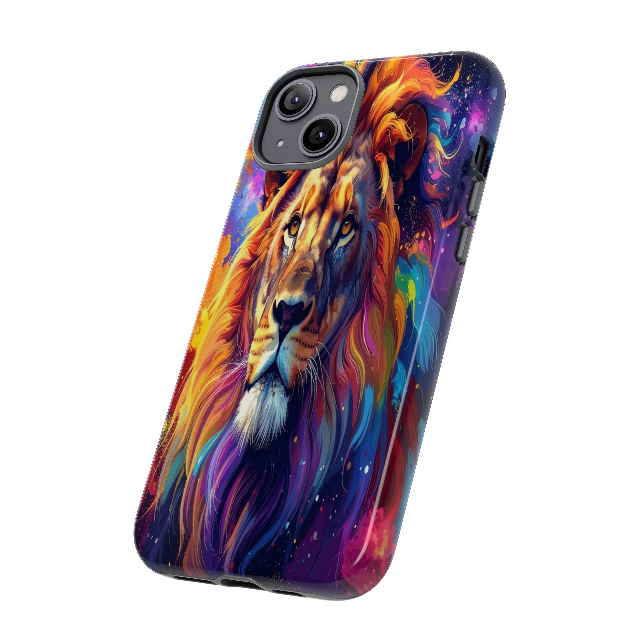 Cosmic Mane: Celestial Lion Portrait, Psychedelic Wildlife Art - L’Art Suprême Phone Case