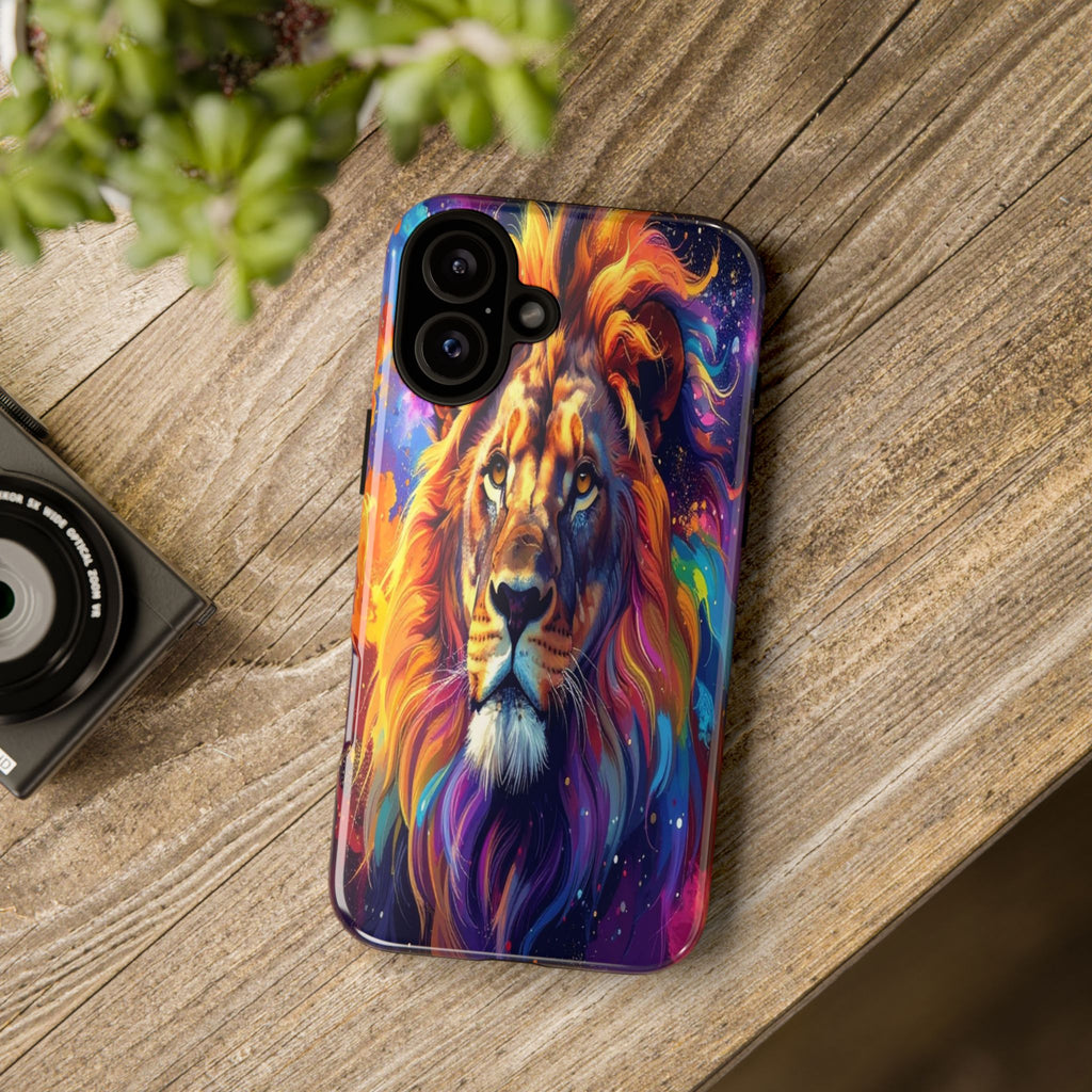 Cosmic Mane: Celestial Lion Portrait, Psychedelic Wildlife Art - L’Art Suprême Phone Case