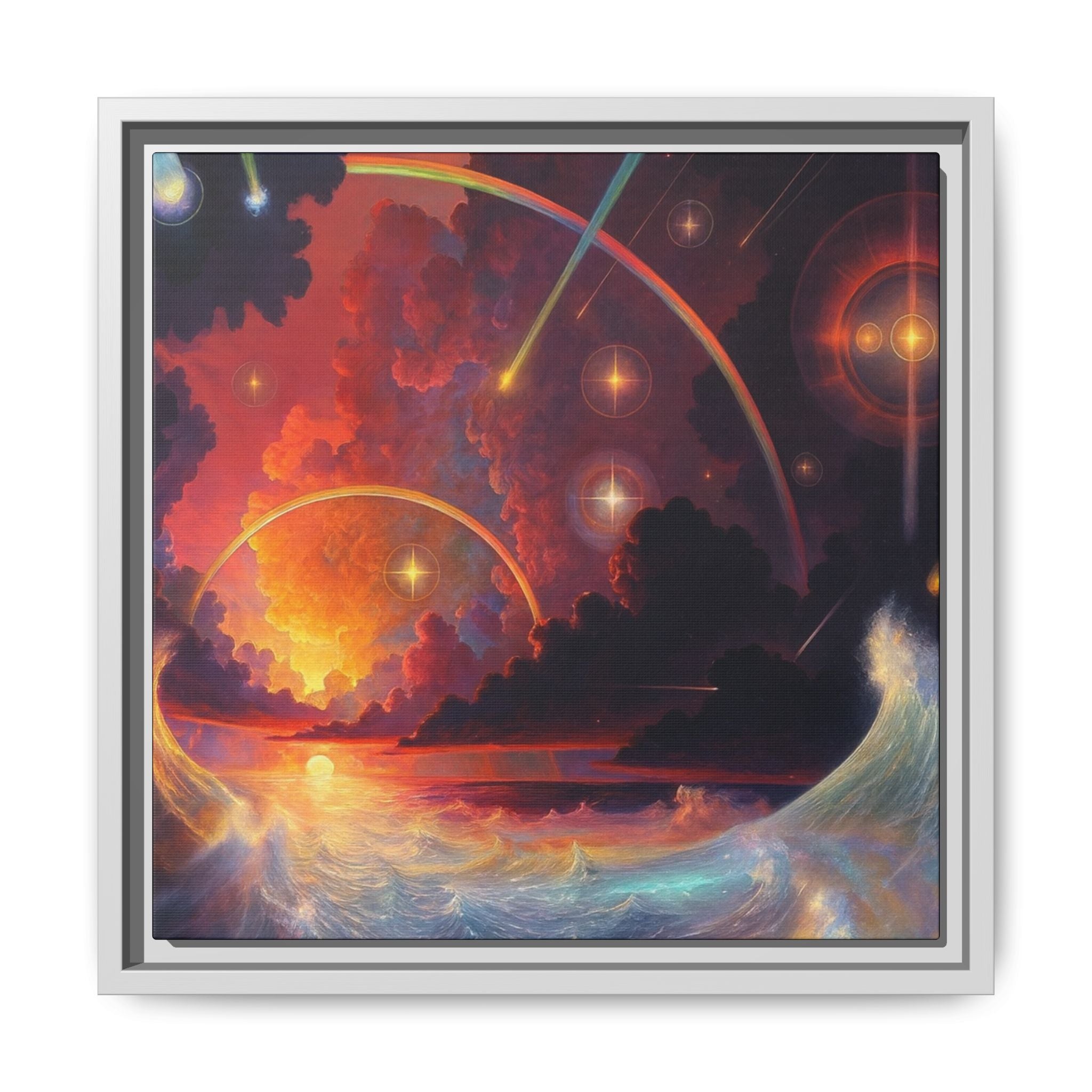 "Celestial Tides" – Framed Canvas Print