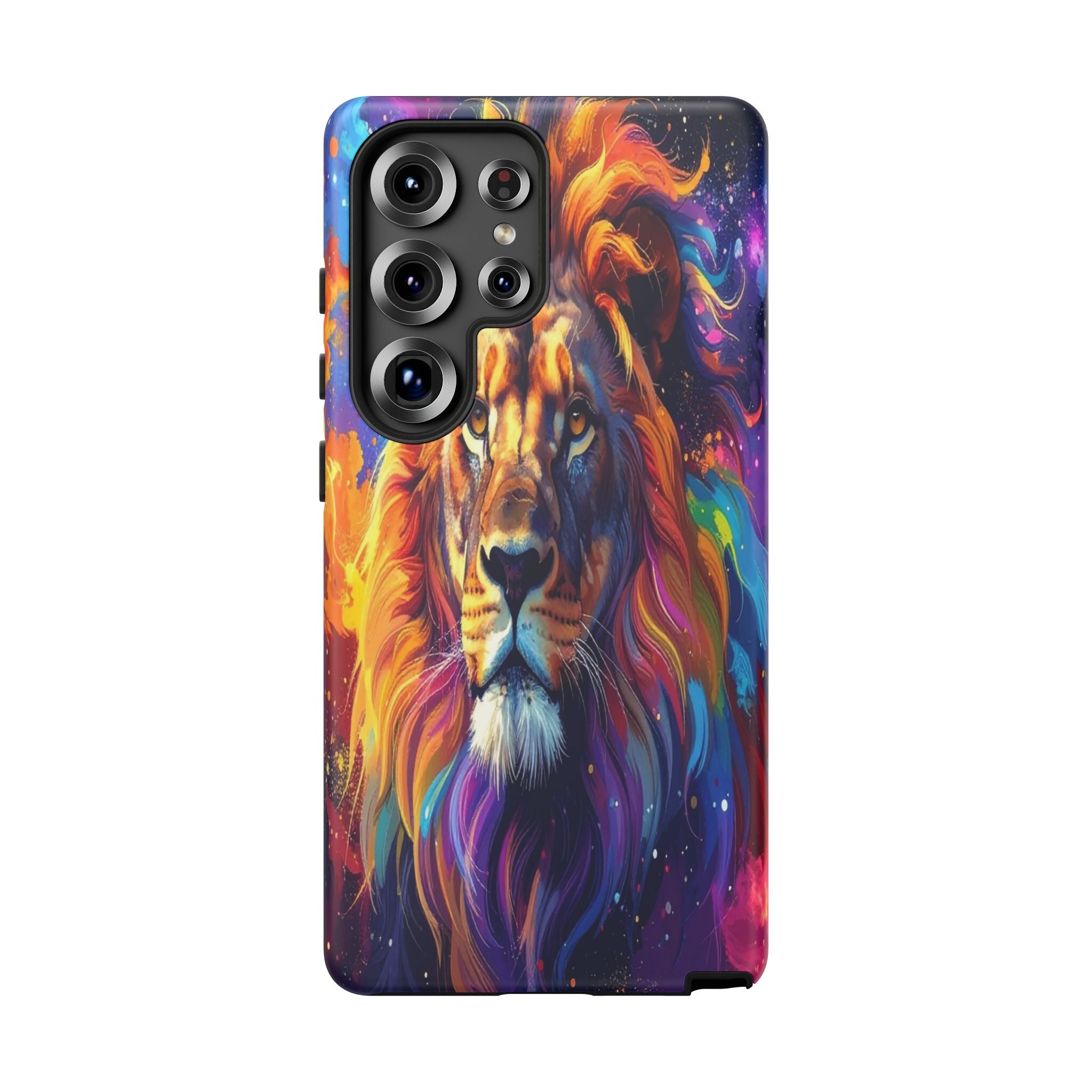 Cosmic Mane: Celestial Lion Portrait, Psychedelic Wildlife Art - L’Art Suprême Phone Case
