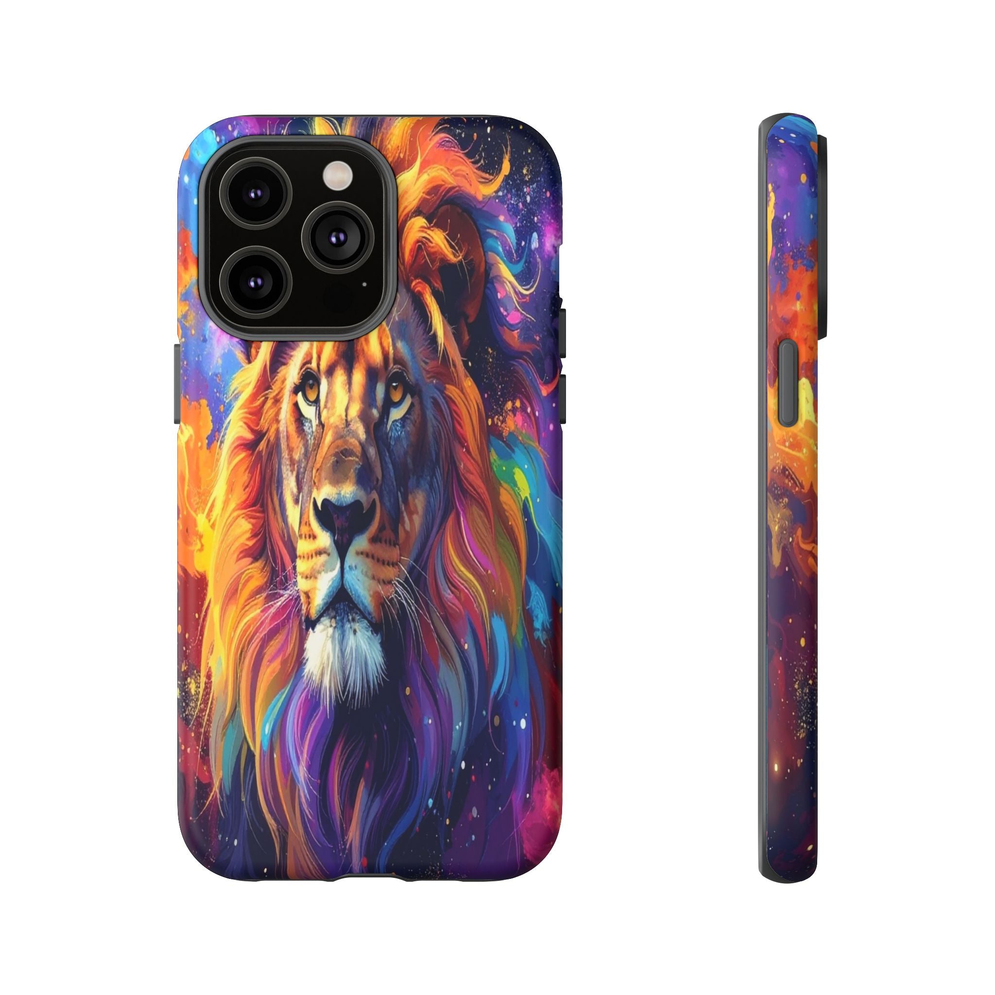 Cosmic Mane: Celestial Lion Portrait, Psychedelic Wildlife Art - L’Art Suprême Phone Case