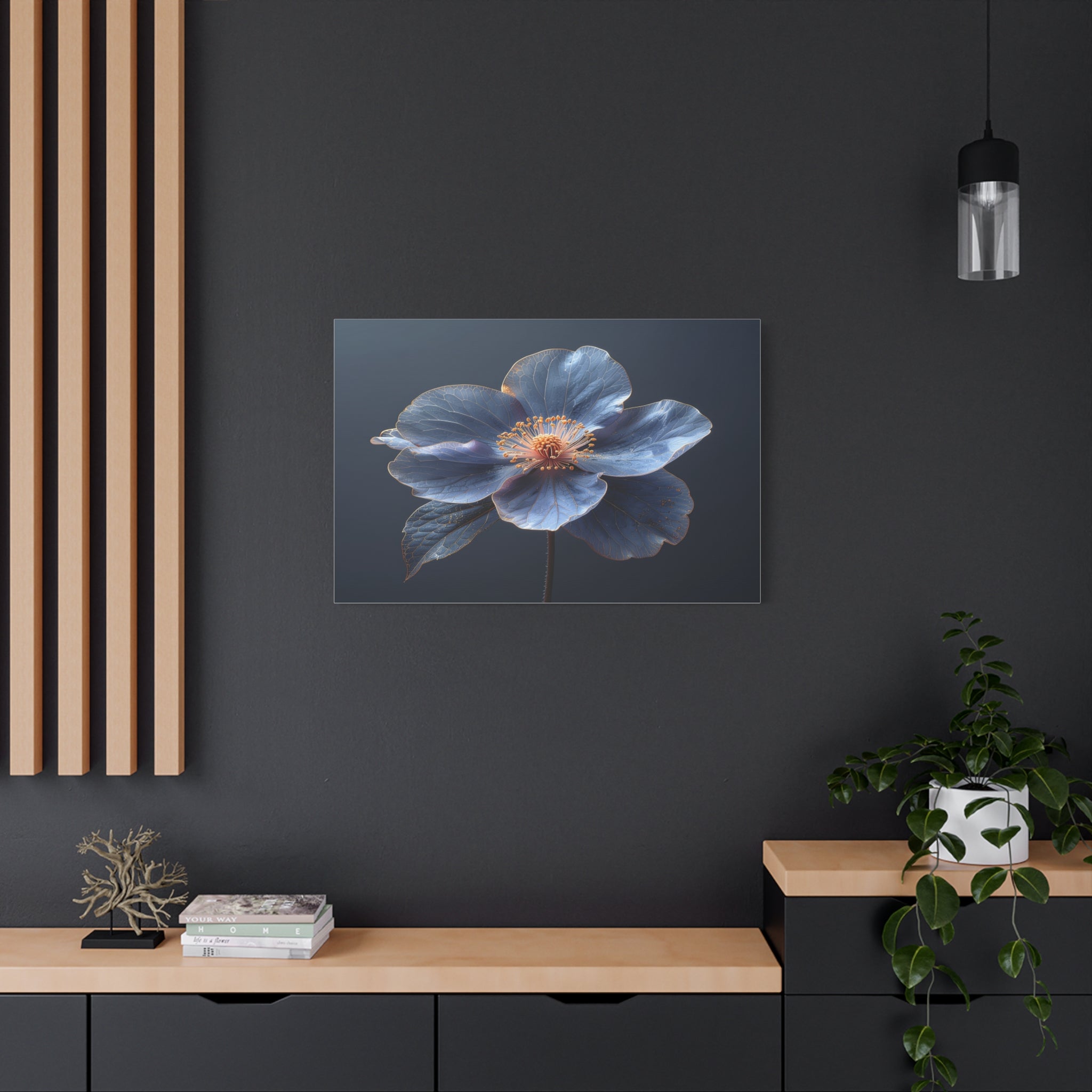Ethereal Blue: Macro Botanical Photography, Delicate Floral Veins - L’Art Suprême Canvas