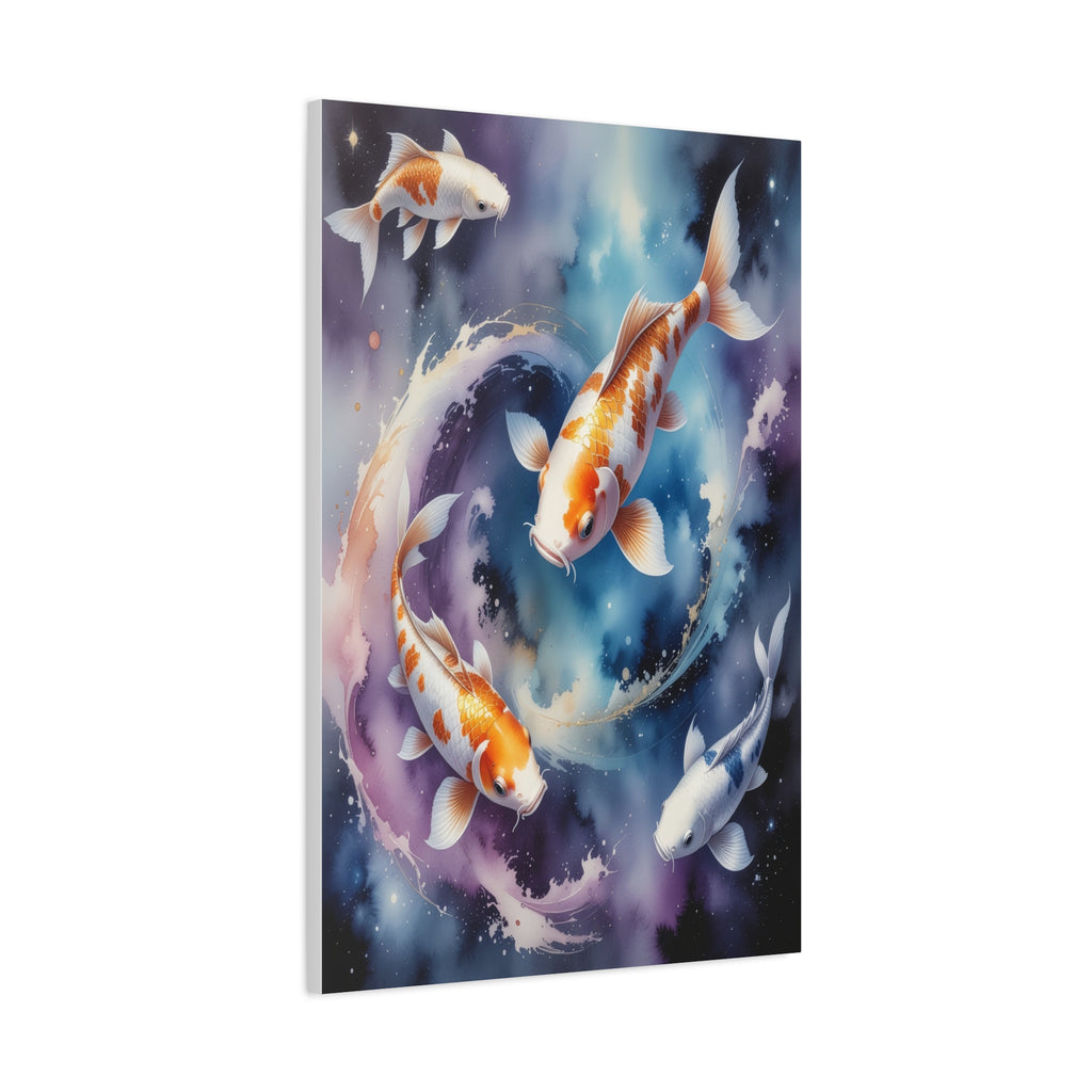 Cosmic Koi Symphony: Ethereal Underwater Space Journey, Digital Watercolor Fantasy - L’Art Suprême Canvas