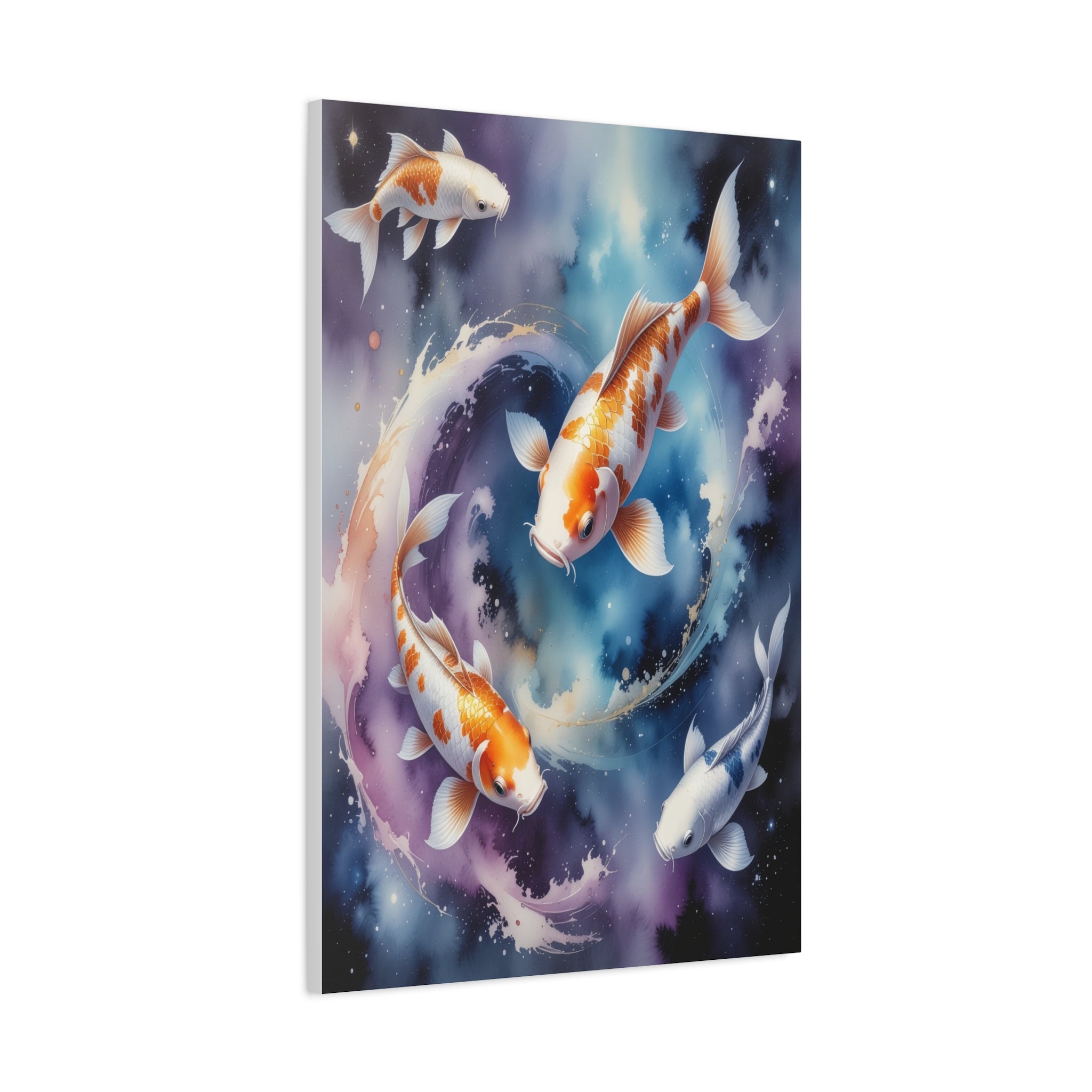Cosmic Koi Symphony: Ethereal Underwater Space Journey, Digital Watercolor Fantasy - L’Art Suprême Canvas