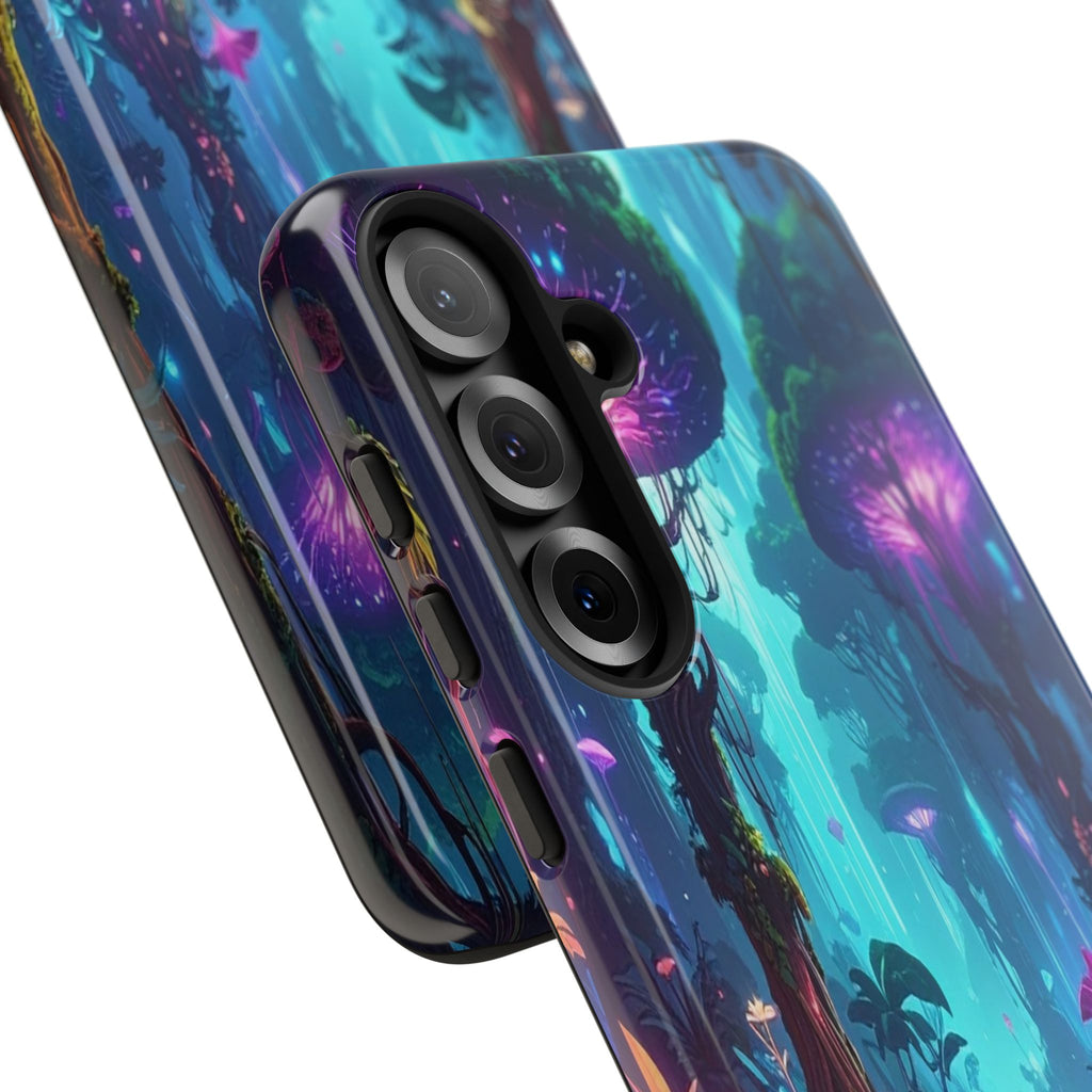 Bioluminescent Dreamscape: Ethereal Forest Fantasy, Digital Luminescence Illustration - L’Art Suprême Phone Case