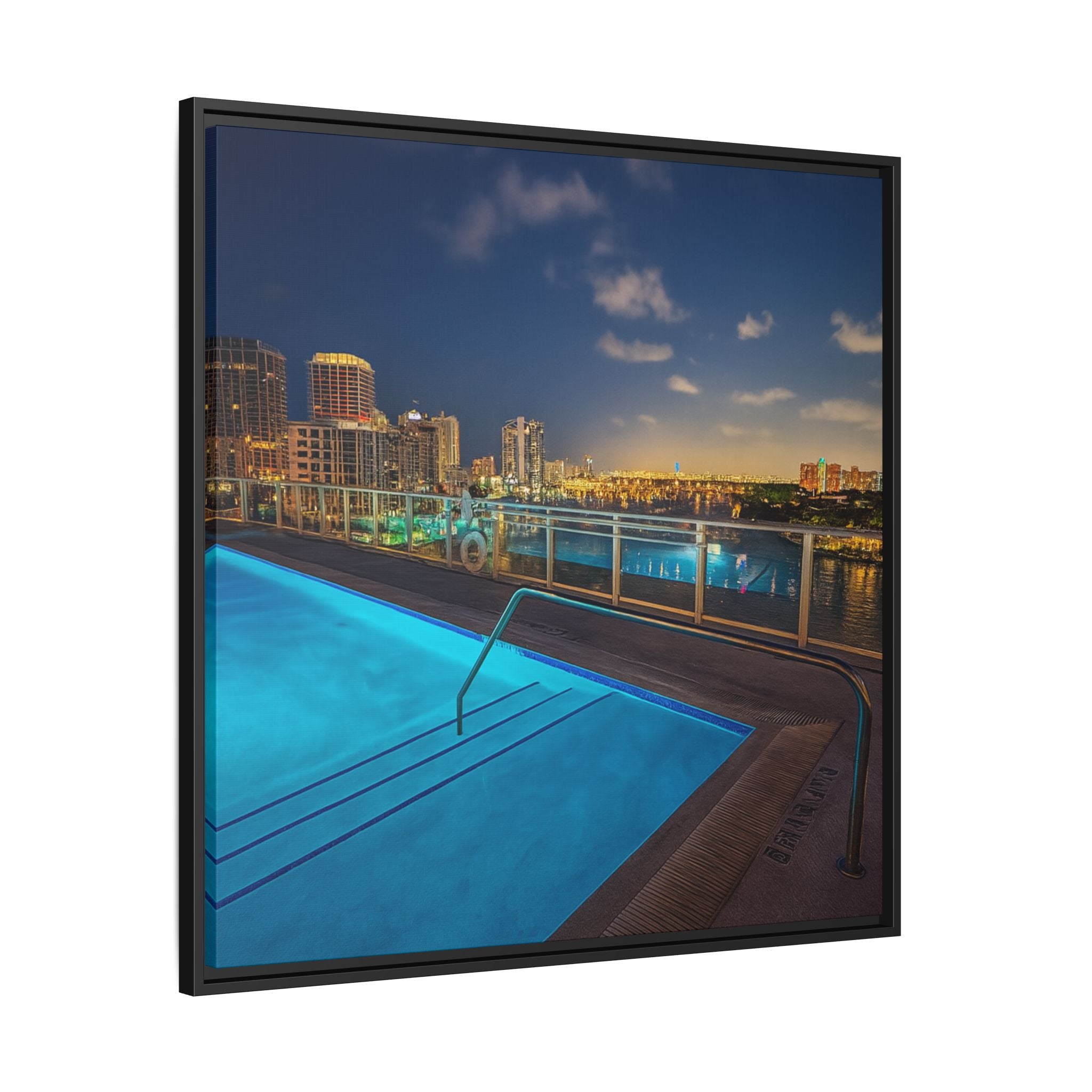 "Skyline Reflections" – Framed Canvas Print