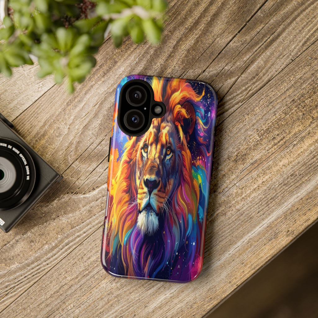 Cosmic Mane: Celestial Lion Portrait, Psychedelic Wildlife Art - L’Art Suprême Phone Case