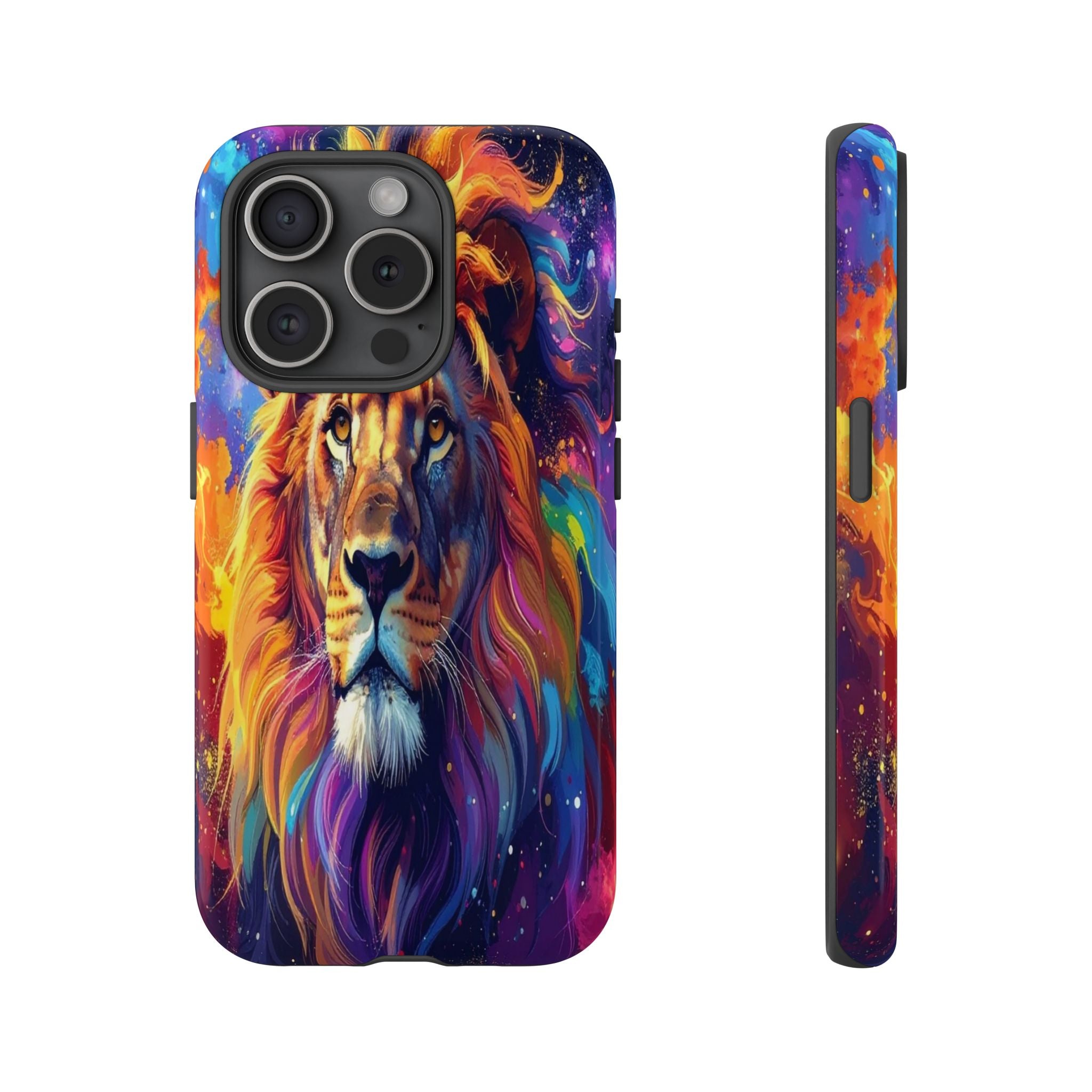 Cosmic Mane: Celestial Lion Portrait, Psychedelic Wildlife Art - L’Art Suprême Phone Case