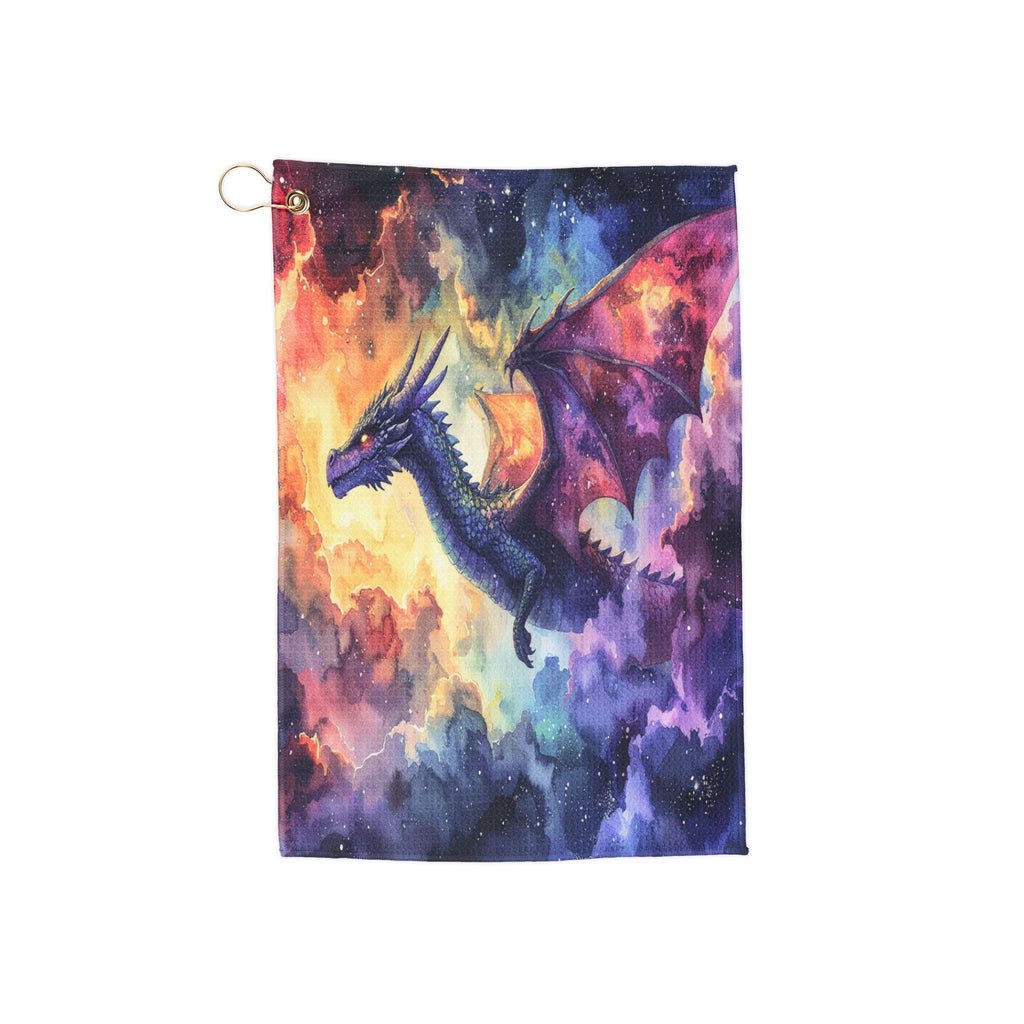 Celestial Dragonscape: Cosmic Flight, Watercolor Fantasy Realm -  L'Art Golf Towel