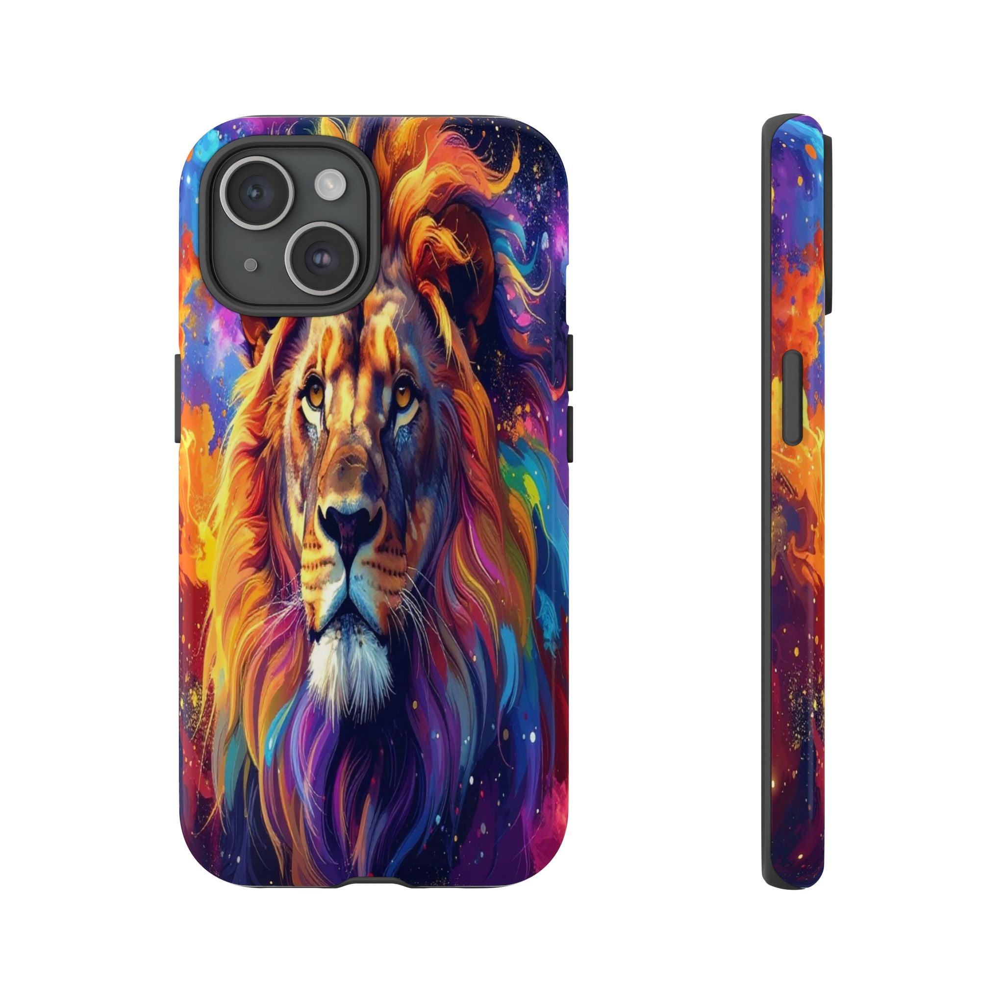 Cosmic Mane: Celestial Lion Portrait, Psychedelic Wildlife Art - L’Art Suprême Phone Case