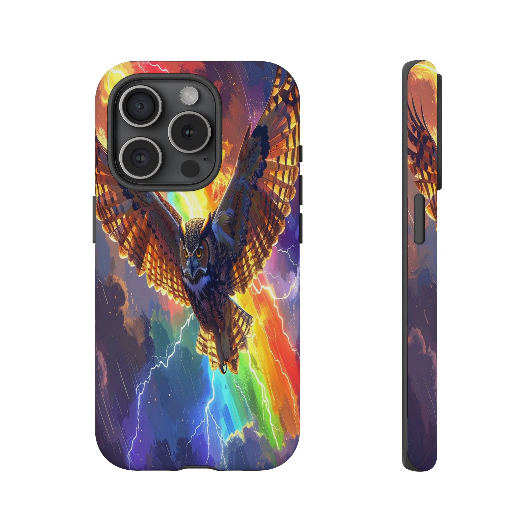 Thunderwing: Ethereal Owl in Electric Storm, Digital Fantasy Artwork - L’Art Suprême Phone Case