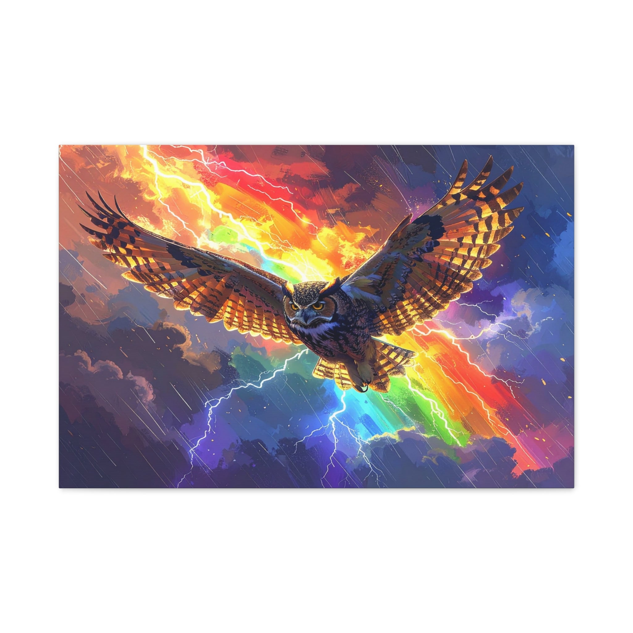 Thunder Spirit: Elemental Owl Ascension, Digital Fantasy Artwork - L’Art Suprême Canvas