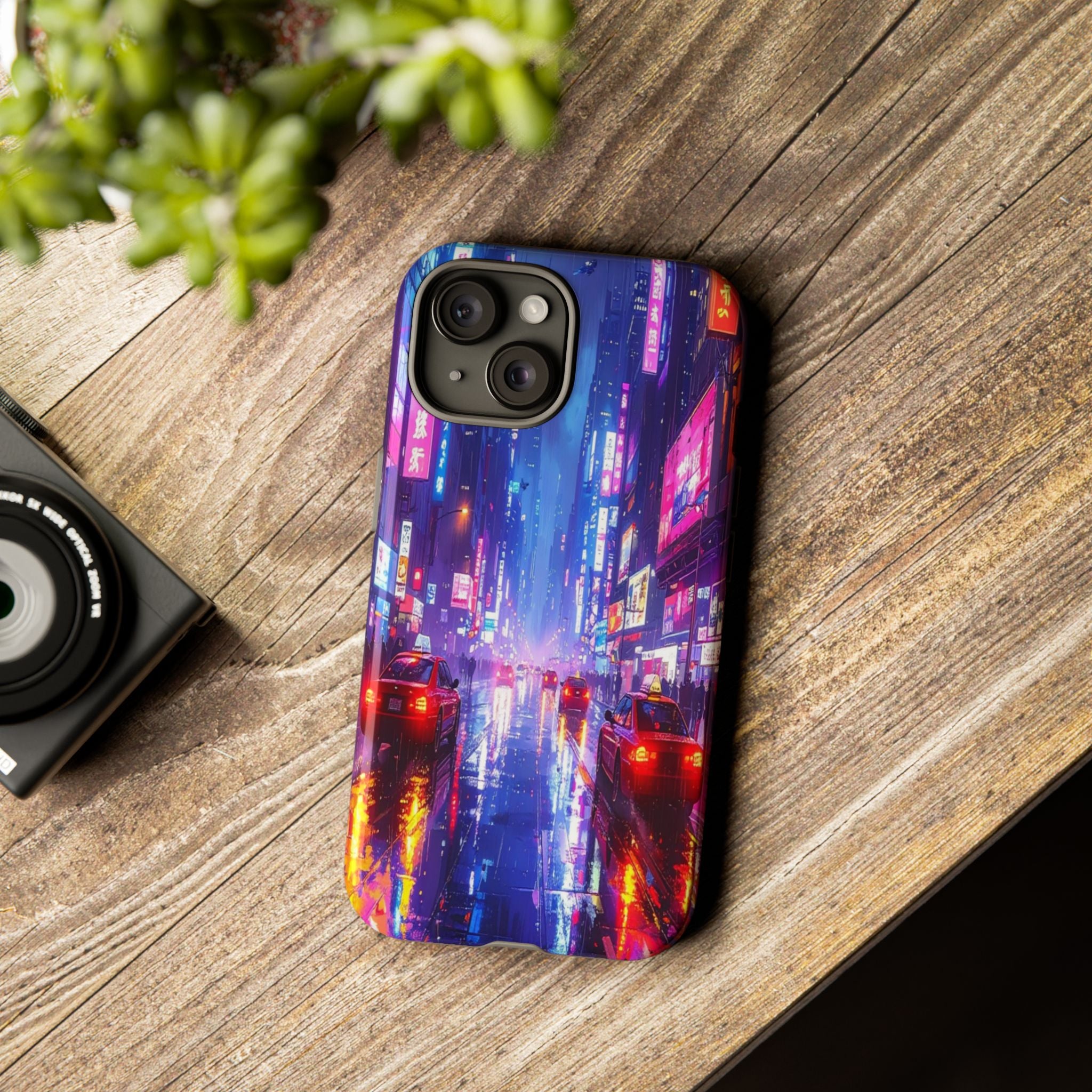 Neon Dystopia: Cyberpunk Metropolis, Urban Night Reflections - L’Art Suprême Phone Case